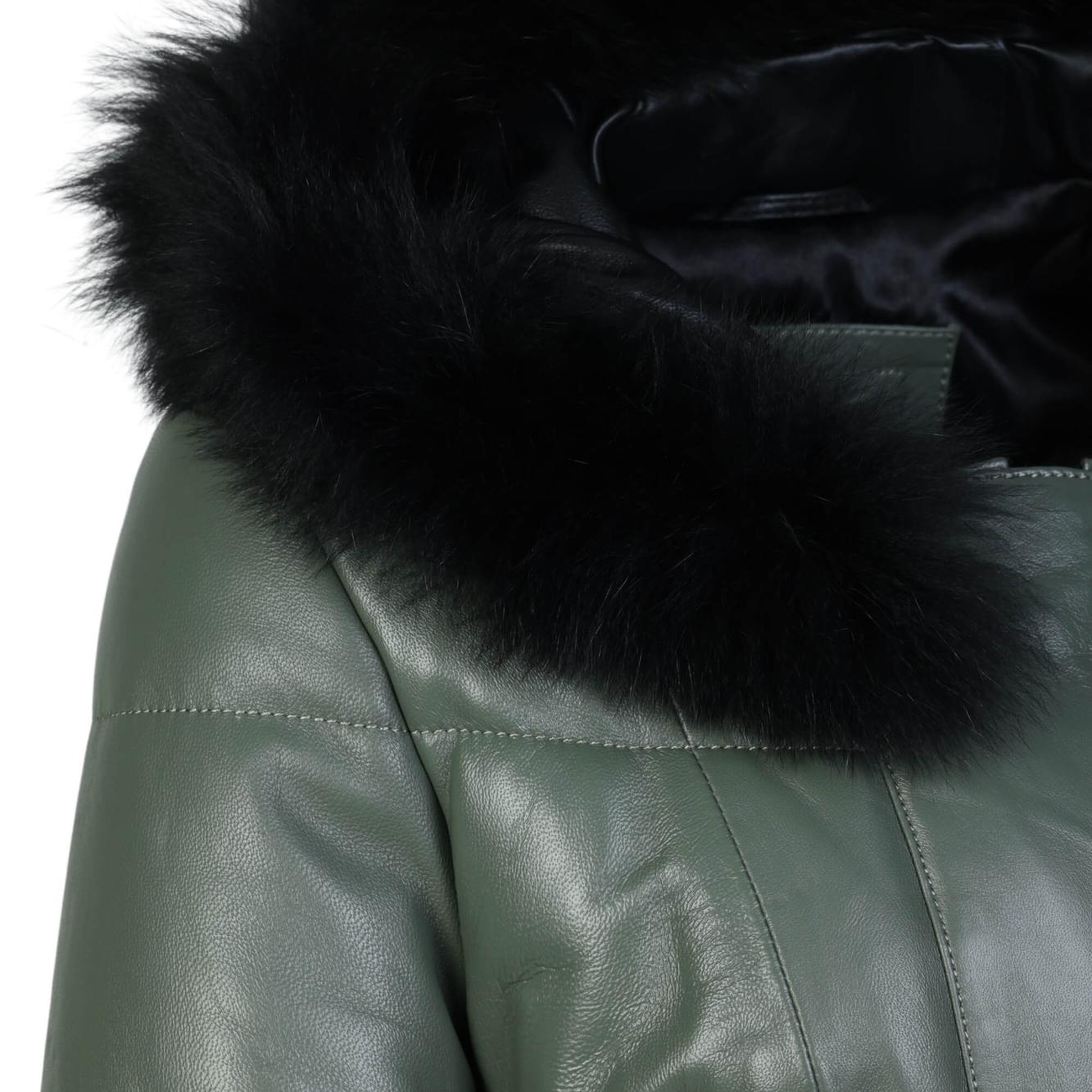 Tamer Tanca Kadın Hakiki Deri Su Yeşili Deri Mont