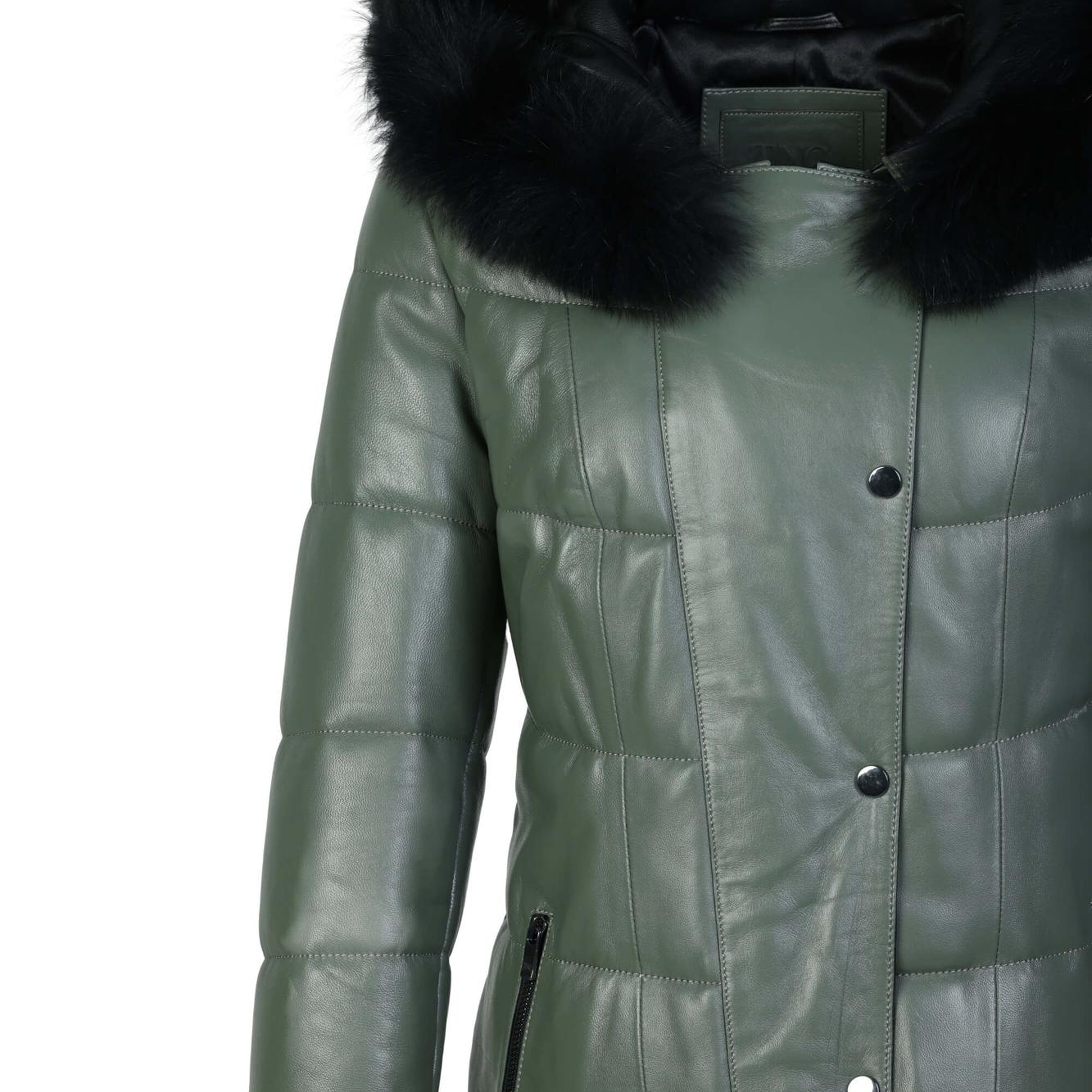 Tamer Tanca Kadın Hakiki Deri Su Yeşili Deri Mont