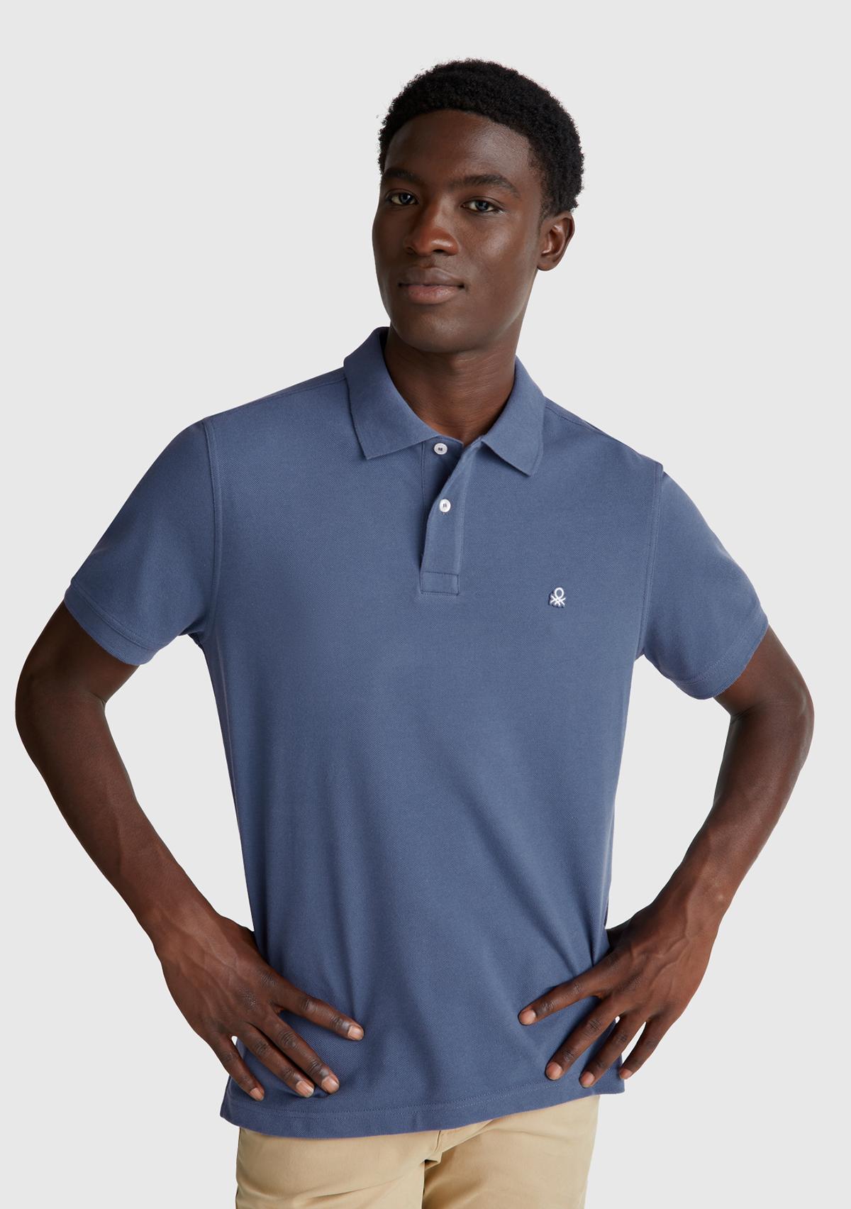 Erkek Havacı Mavi Regular Fit Kısa Kollu Polo T-Shirt