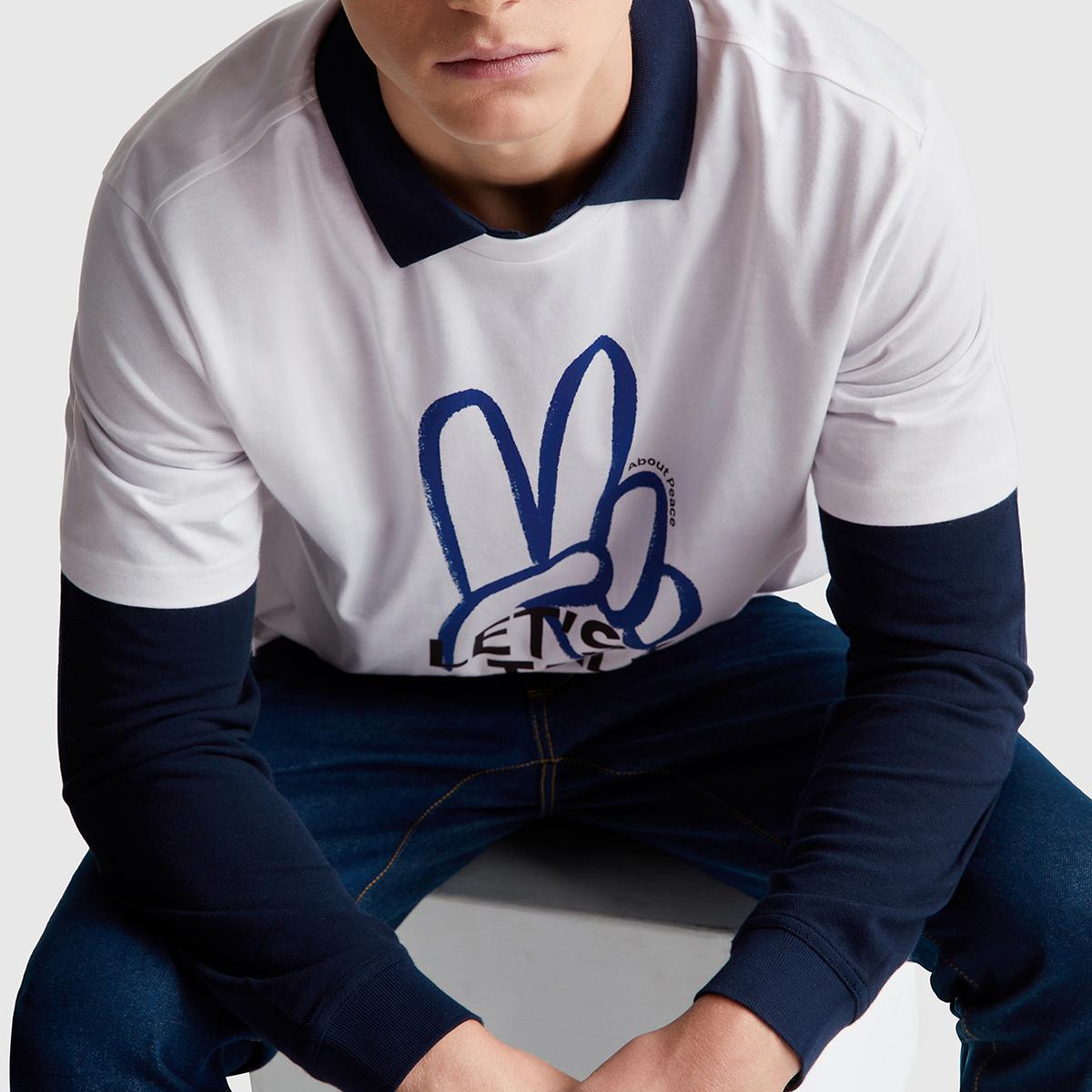 Erkek Lacivert Uzun Kol Polo T-Shirt