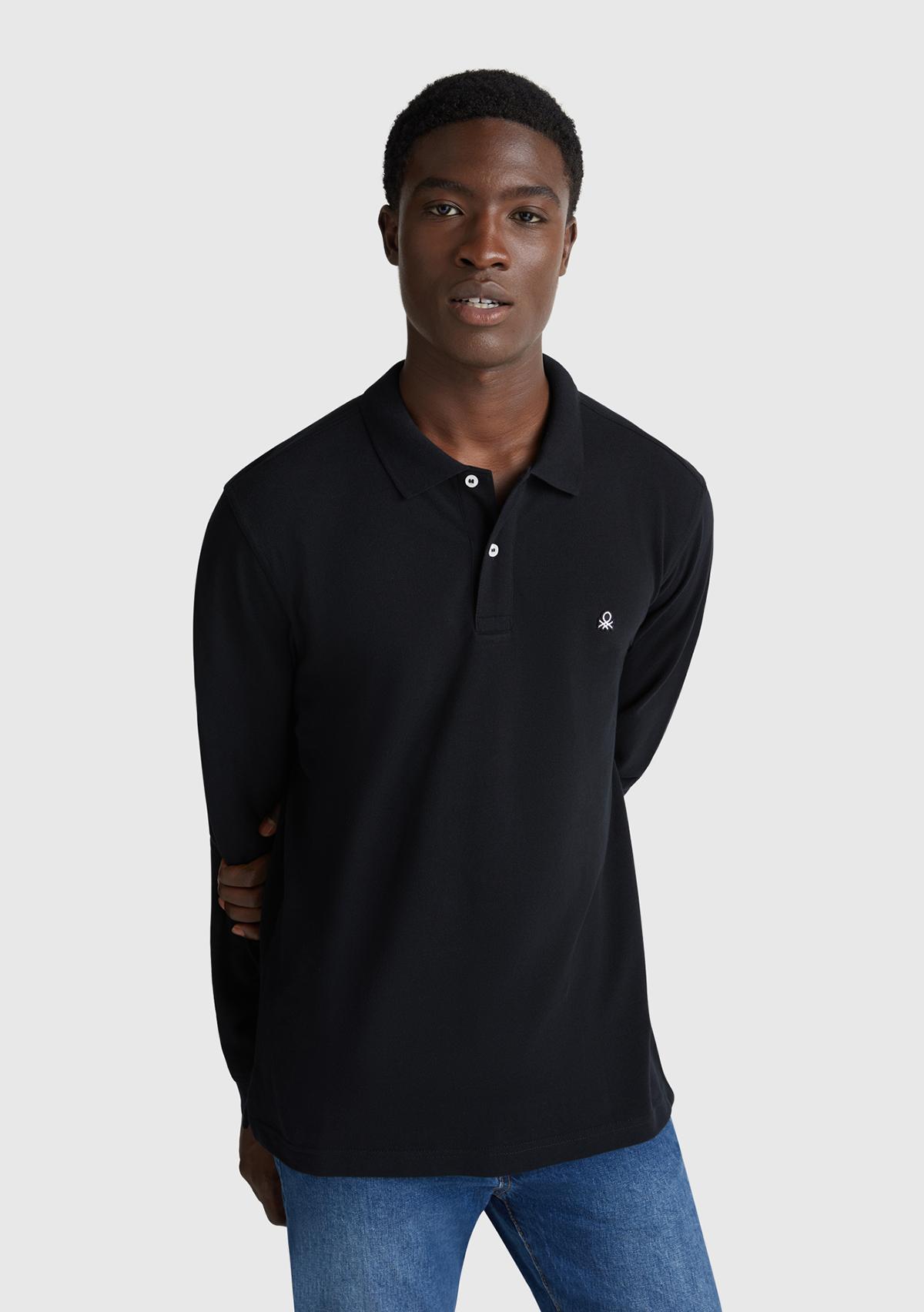 Erkek Siyah Uzun Kol Polo T-Shirt