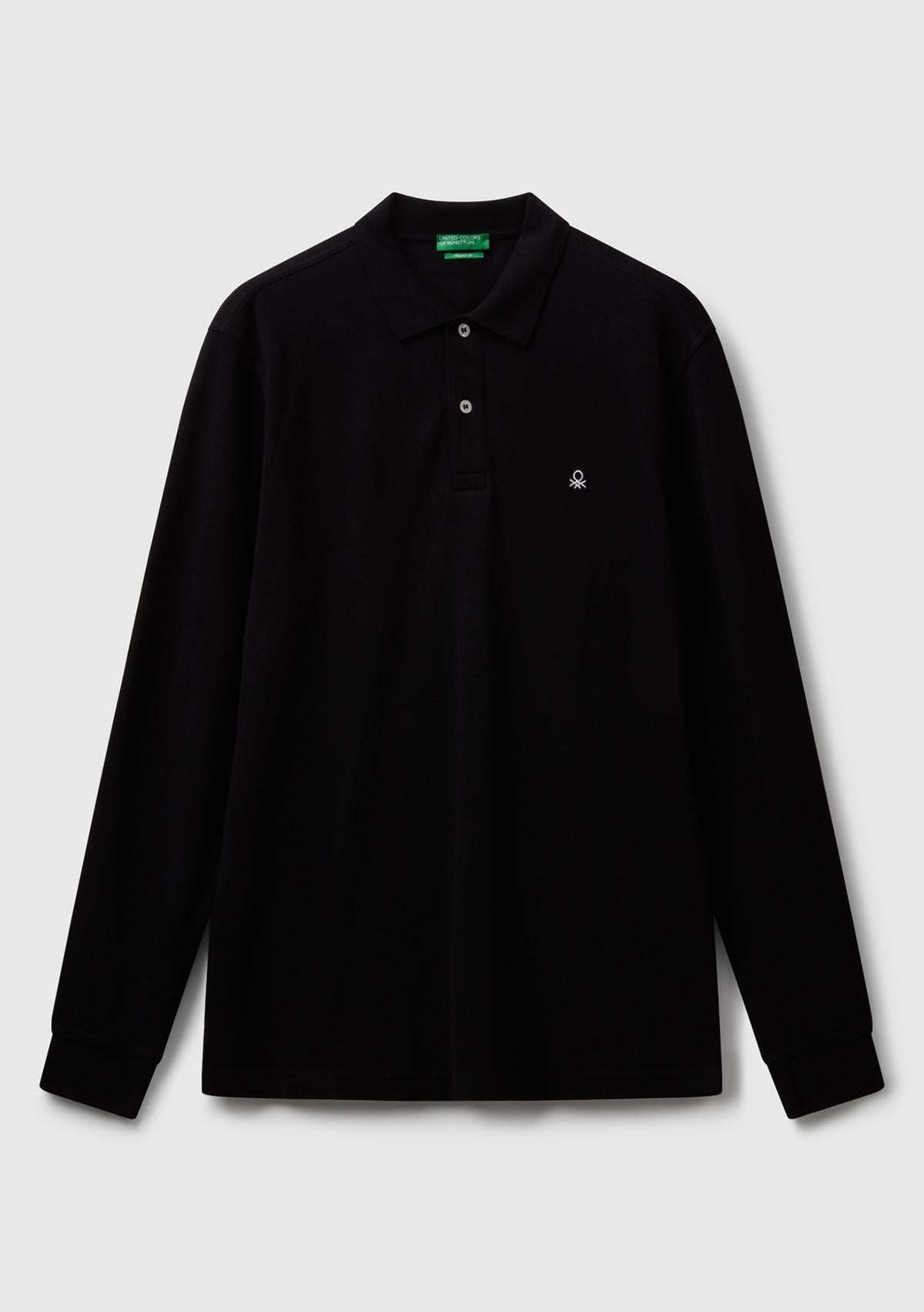 Erkek Siyah Uzun Kol Polo T-Shirt
