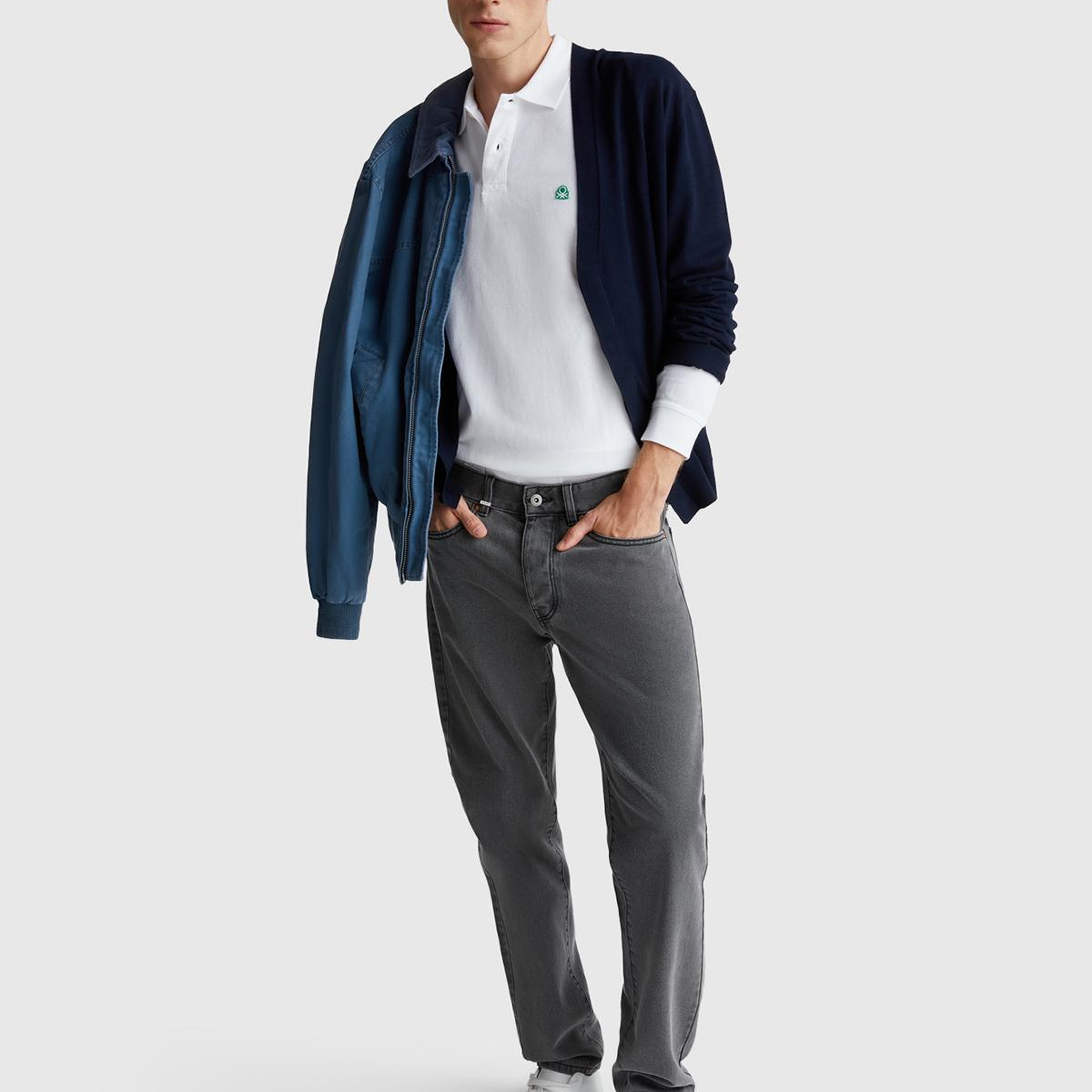 Erkek Beyaz Uzun Kol Polo T-Shirt