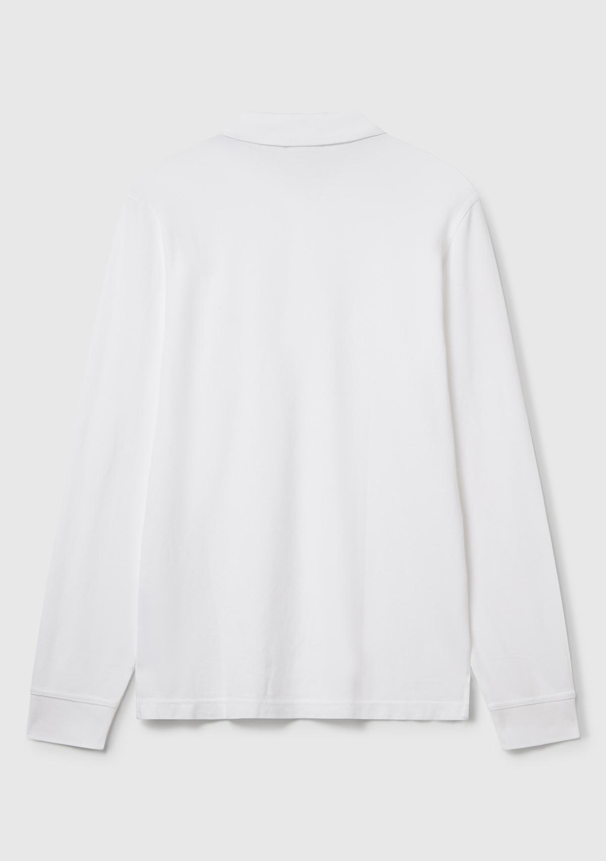 Erkek Beyaz Uzun Kol Polo T-Shirt