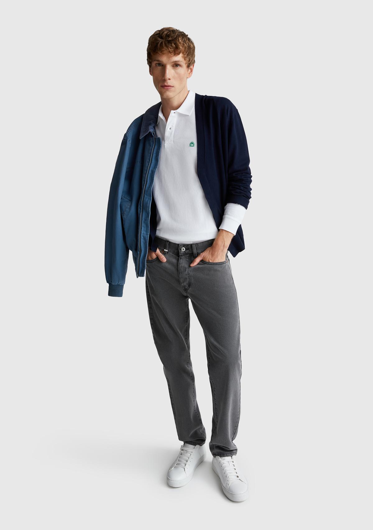 Erkek Beyaz Uzun Kol Polo T-Shirt