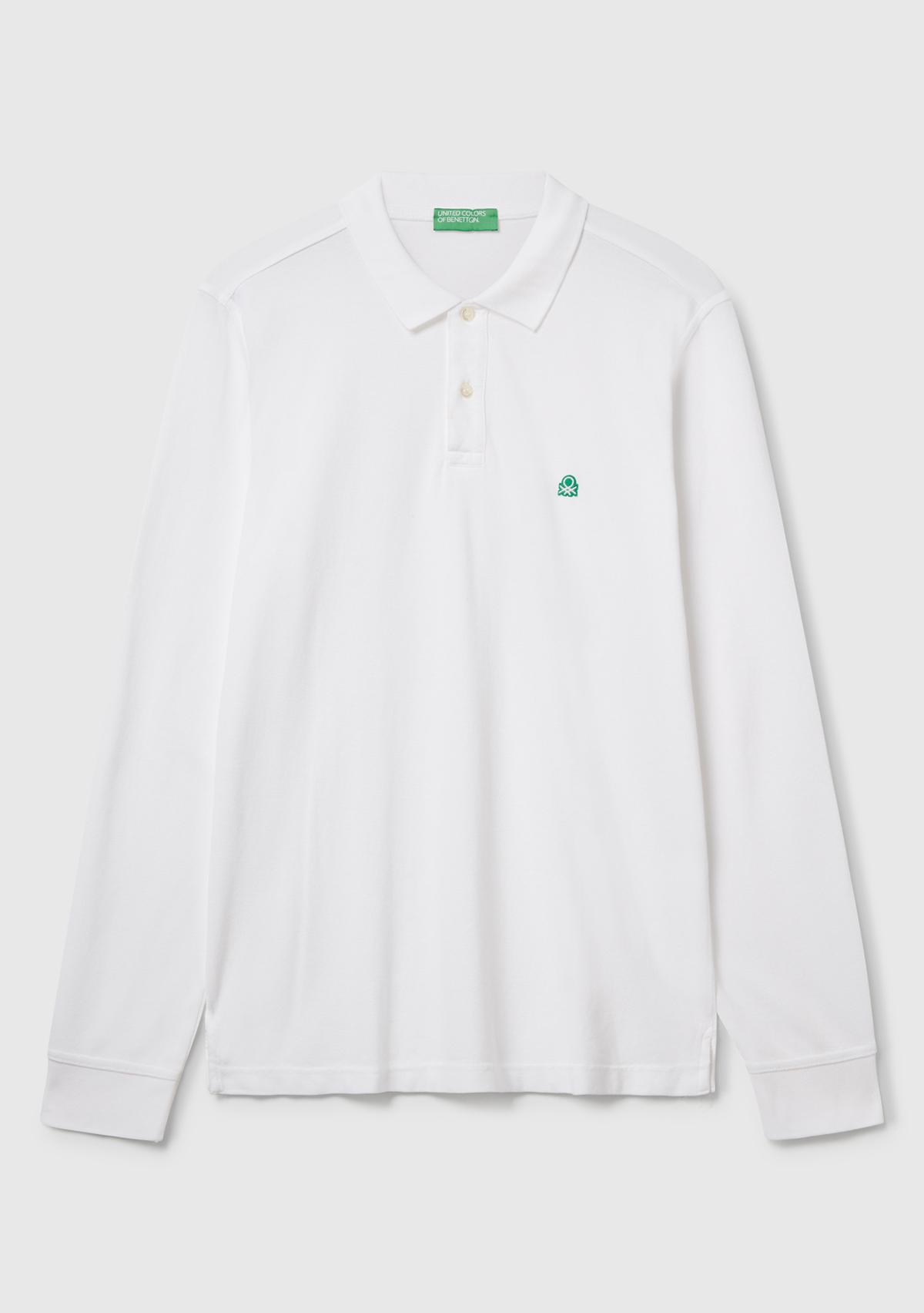 Erkek Beyaz Uzun Kol Polo T-Shirt