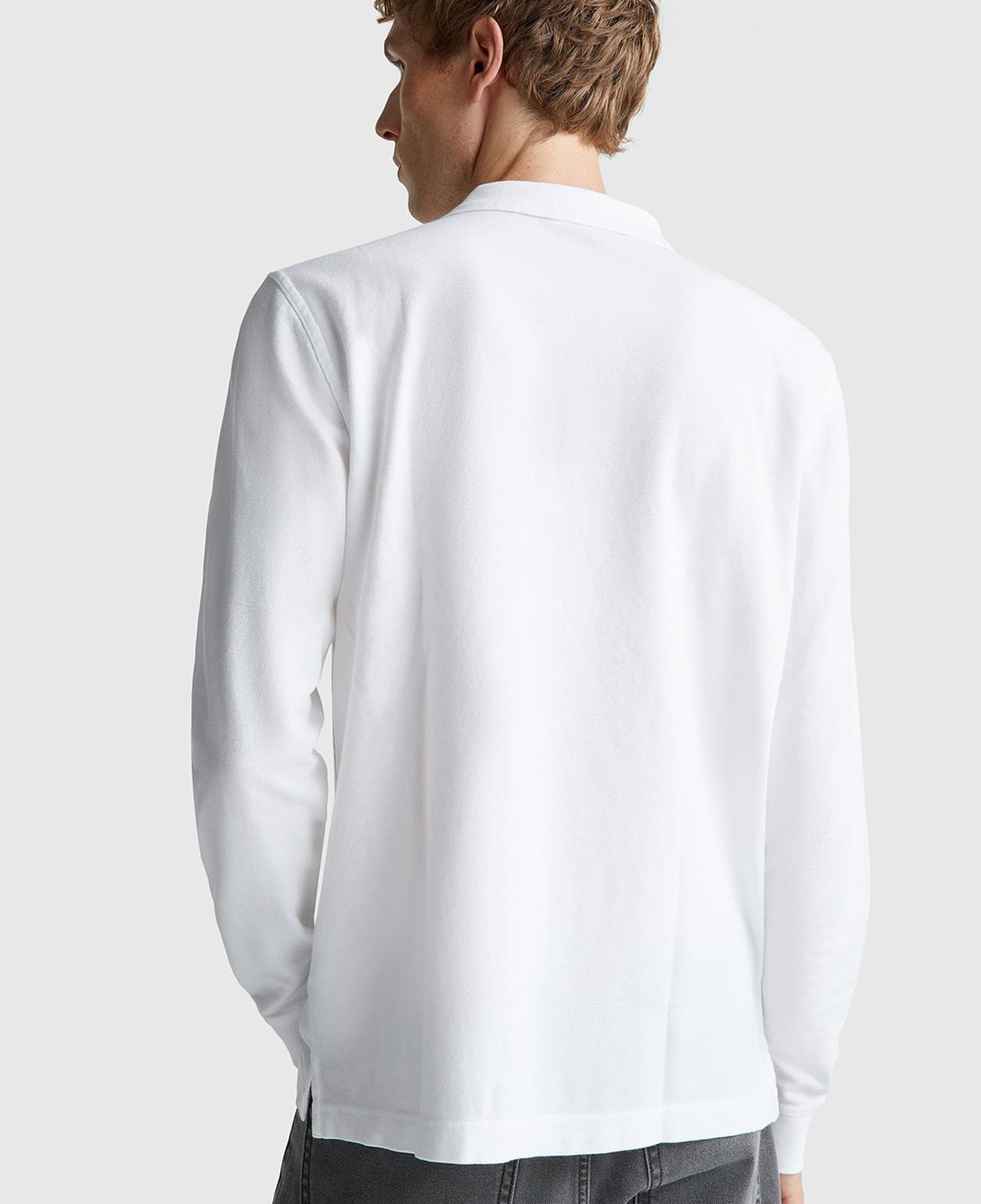 Erkek Beyaz Uzun Kol Polo T-Shirt