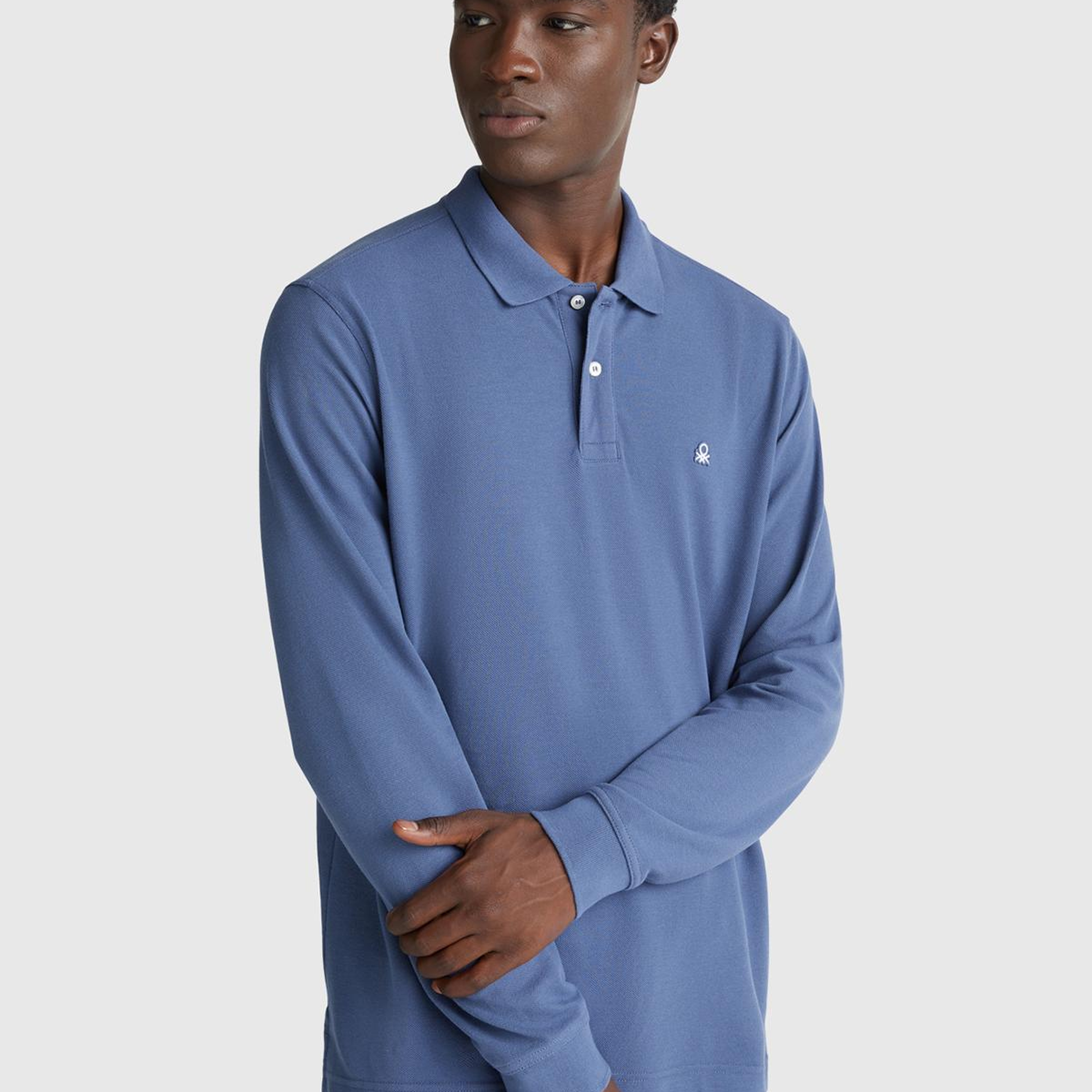 Erkek Havacı Mavi Uzun Kol Polo T-Shirt