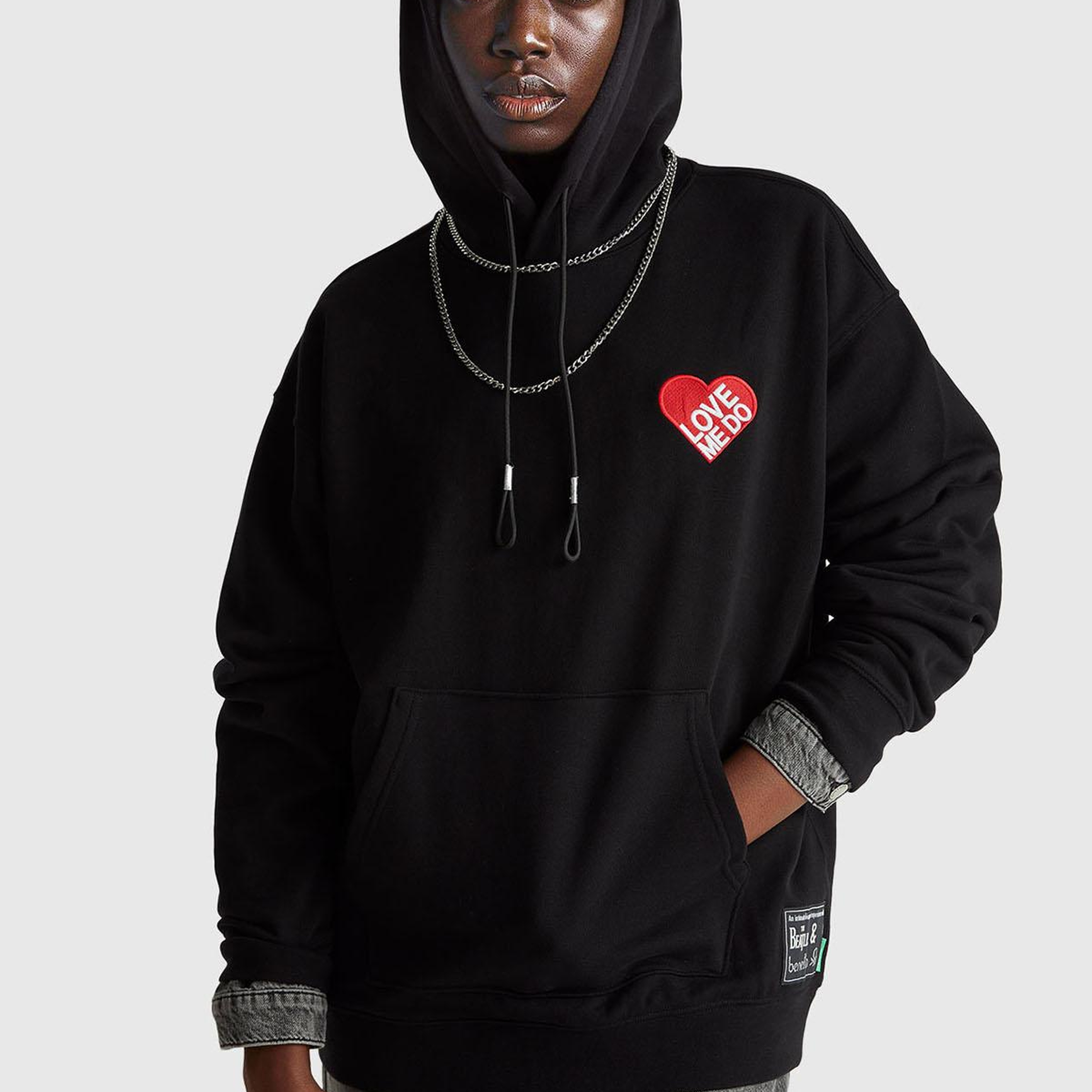Unisex Siyah Koton Viskoz Karışımlı The Beatles Kapşonlu Sweatshirt