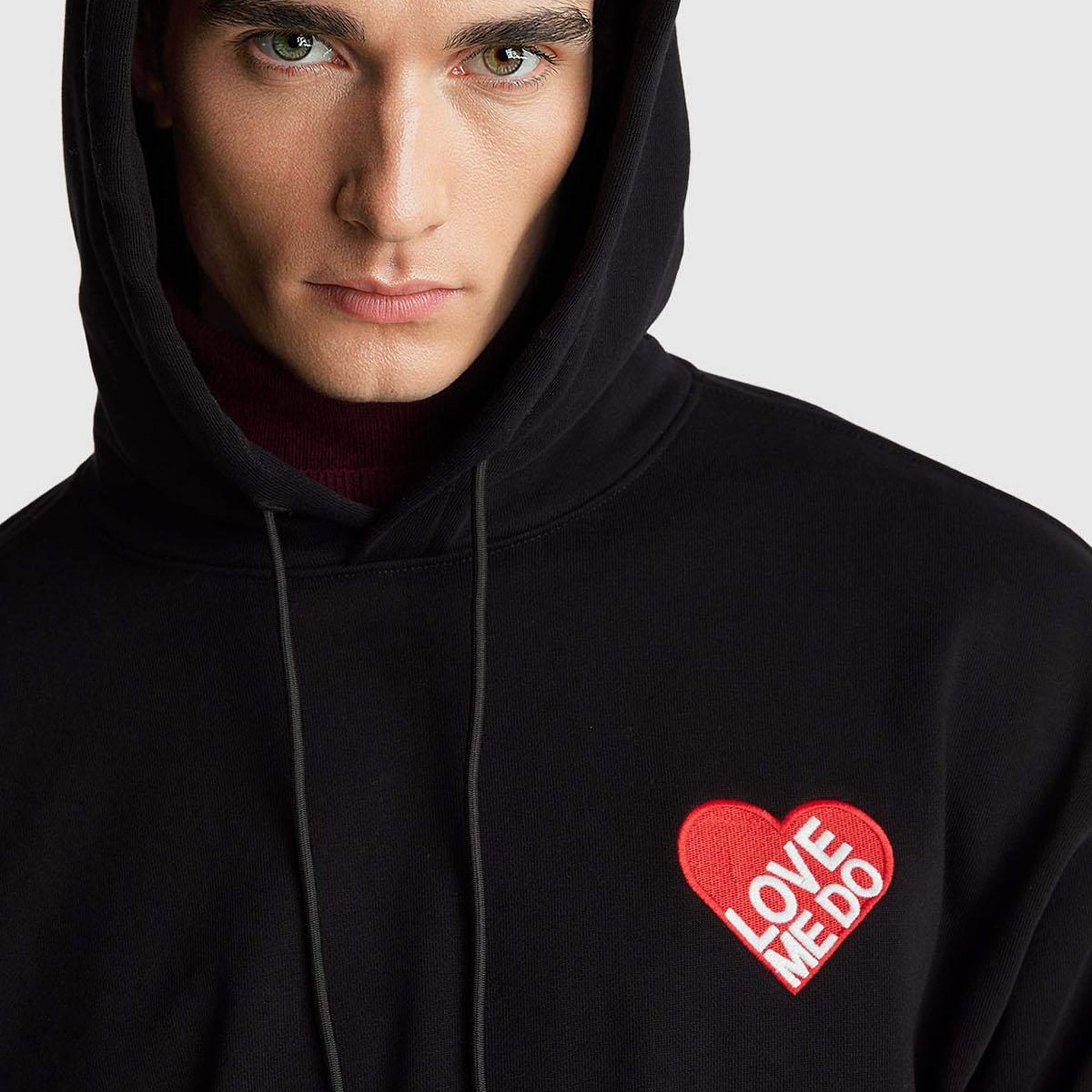Unisex Siyah Koton Viskoz Karışımlı The Beatles Kapşonlu Sweatshirt