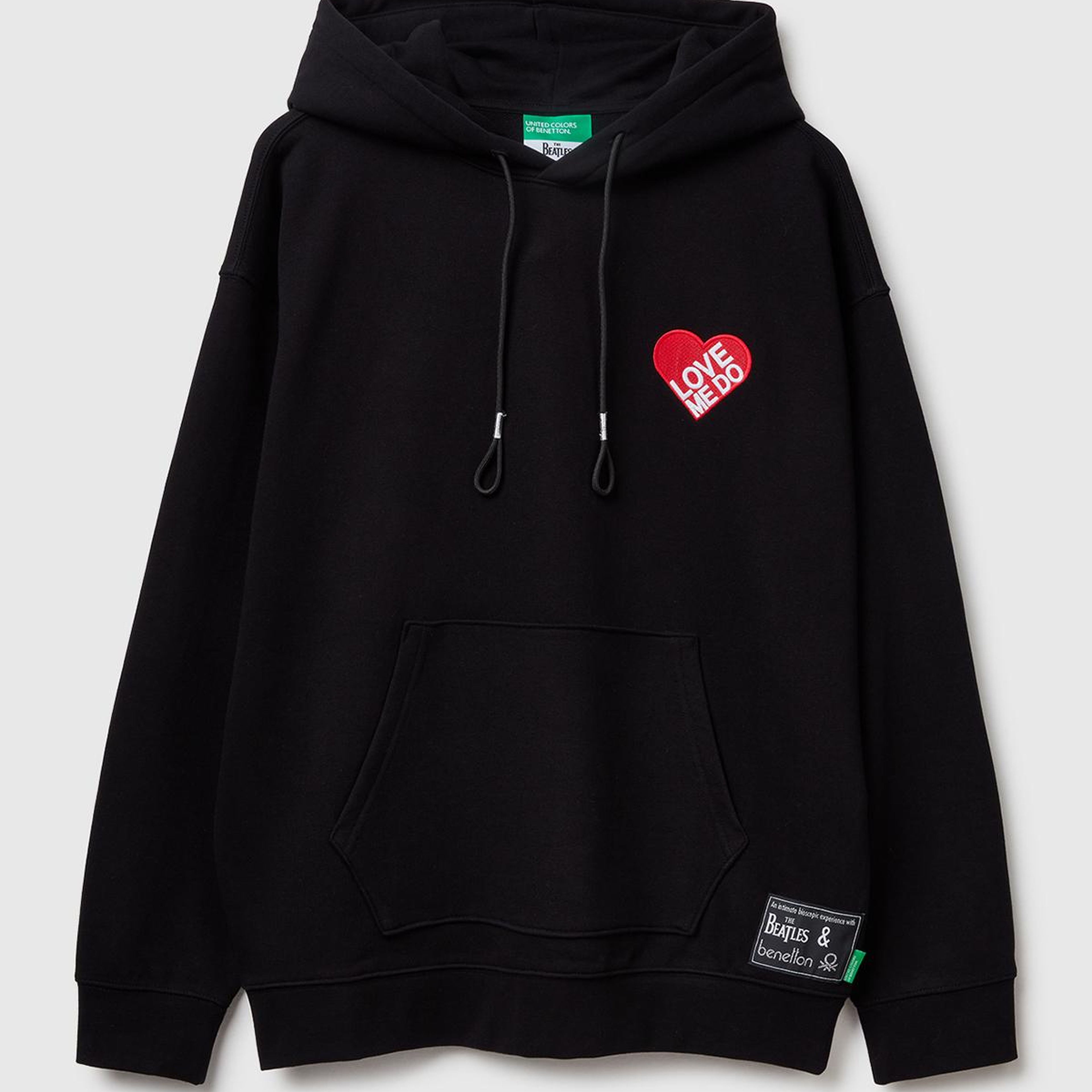 Unisex Siyah Koton Viskoz Karışımlı The Beatles Kapşonlu Sweatshirt