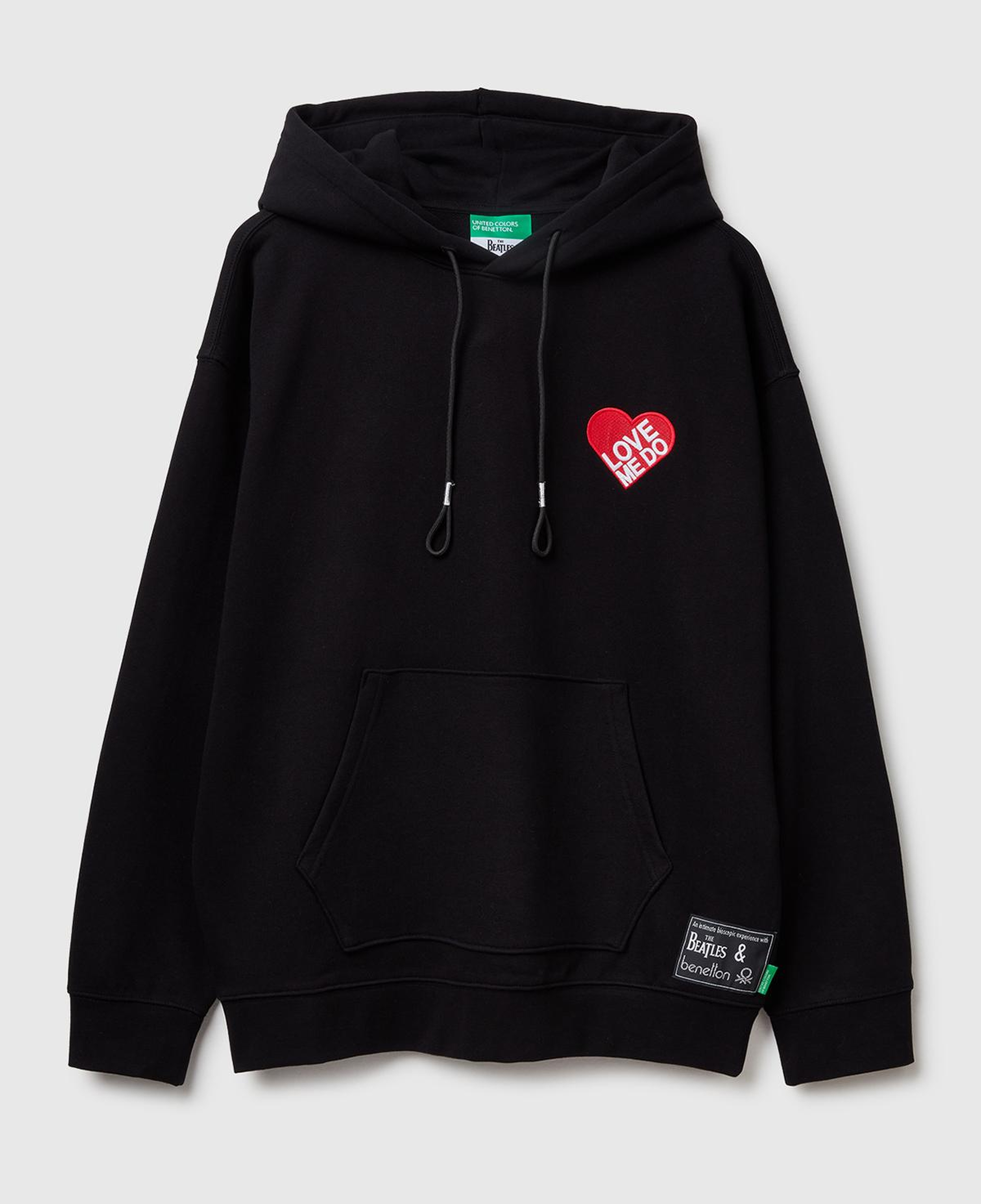 Unisex Siyah Koton Viskoz Karışımlı The Beatles Kapşonlu Sweatshirt