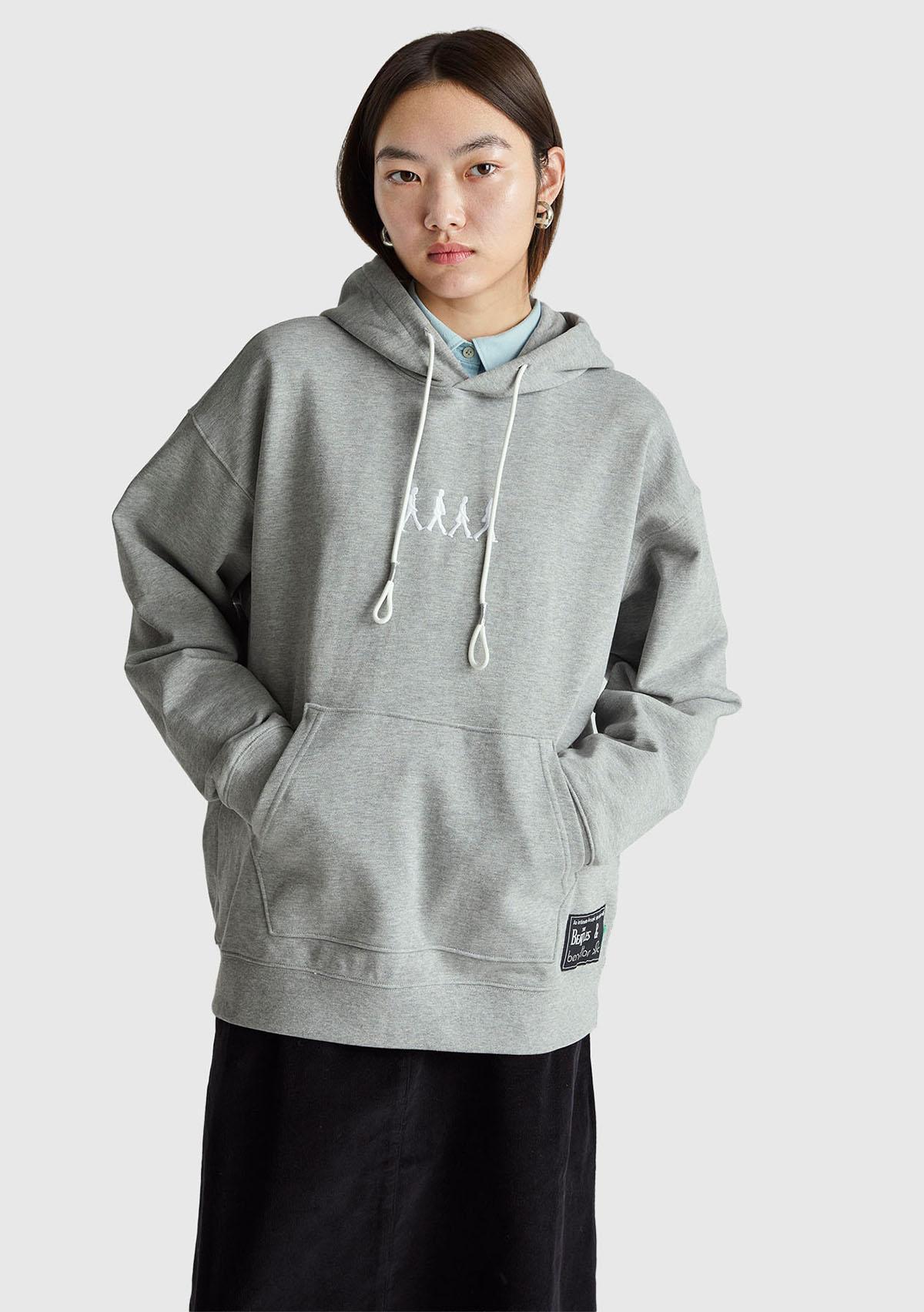 Unisex Gri Melanj Koton Viskoz Karışımlı The Beatles Kapşonlu Sweatshirt