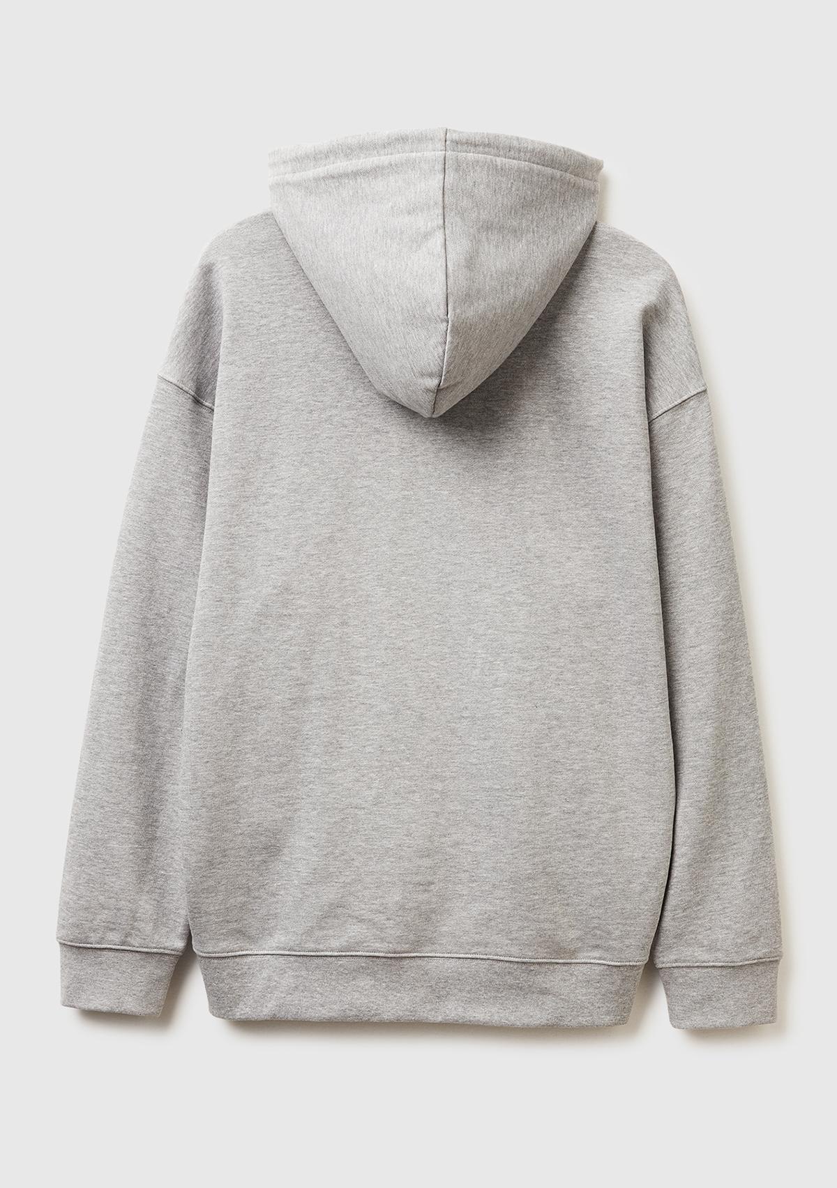 Unisex Gri Melanj Koton Viskoz Karışımlı The Beatles Kapşonlu Sweatshirt