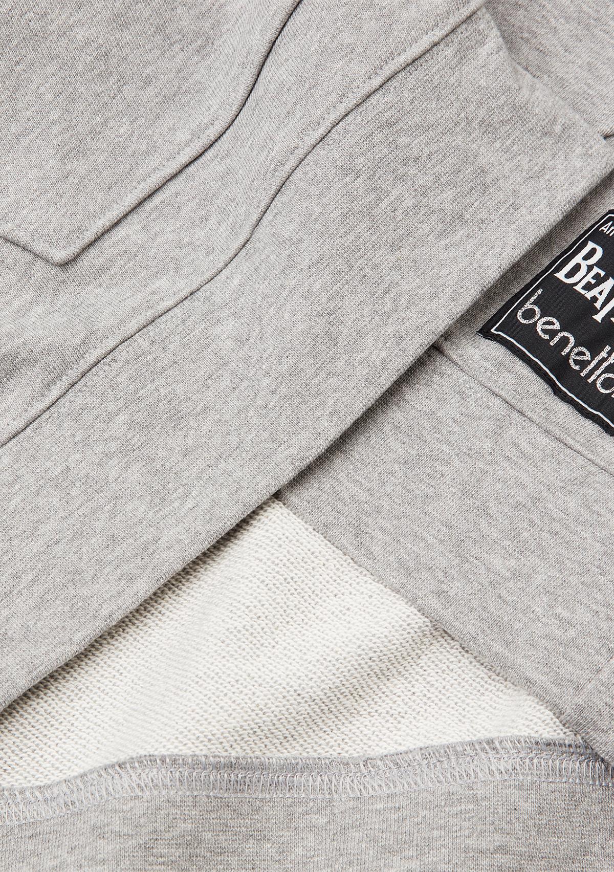 Unisex Gri Melanj Koton Viskoz Karışımlı The Beatles Kapşonlu Sweatshirt