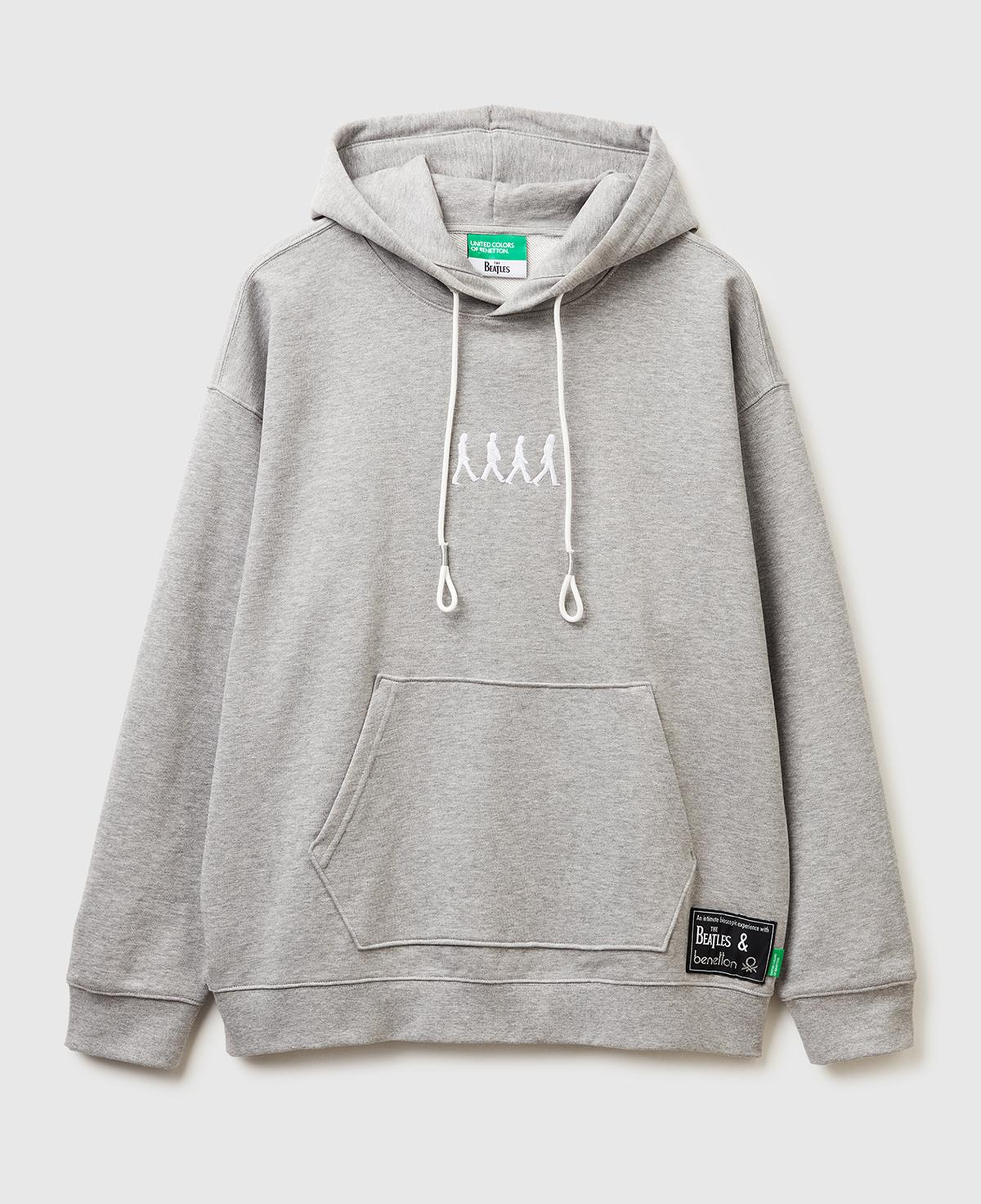 Unisex Gri Melanj Koton Viskoz Karışımlı The Beatles Kapşonlu Sweatshirt