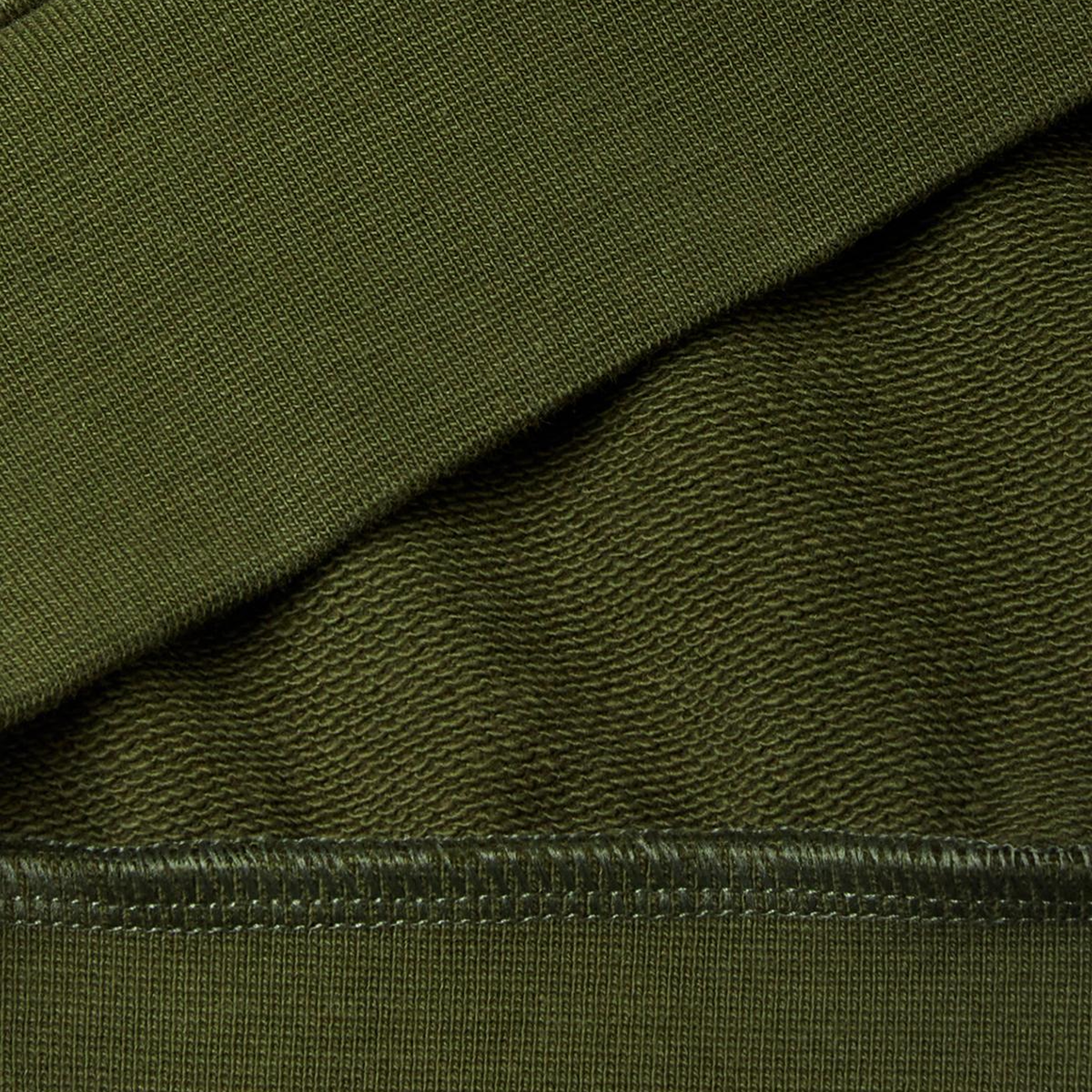 Erkek Haki Yeşilli %100 Pamuk Dar Kesim Fermuarlı Kapüşonlu Sweatshirt