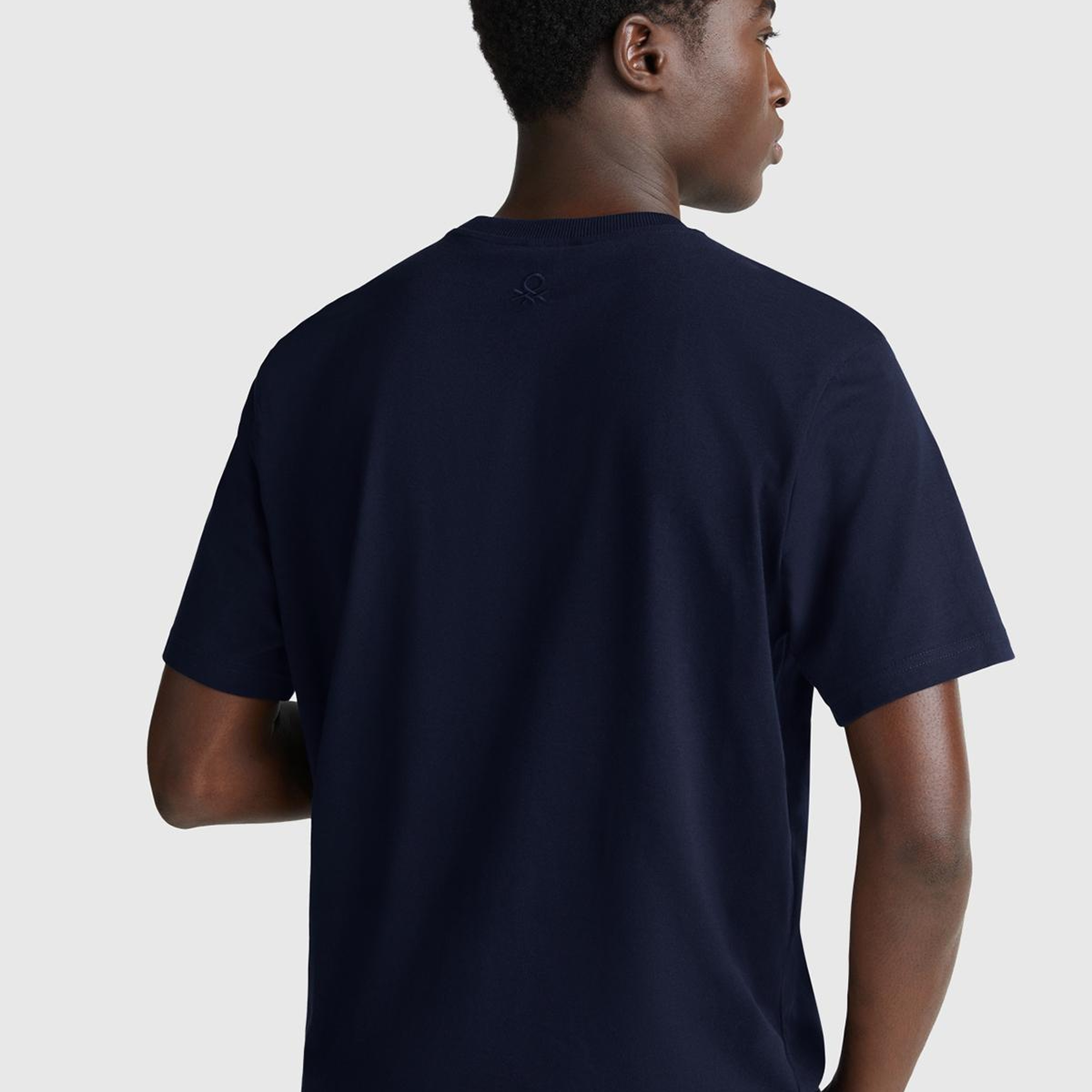 Erkek Lacivert %100 Pamuk Yama Cep Detaylı Oversize T-Shirt