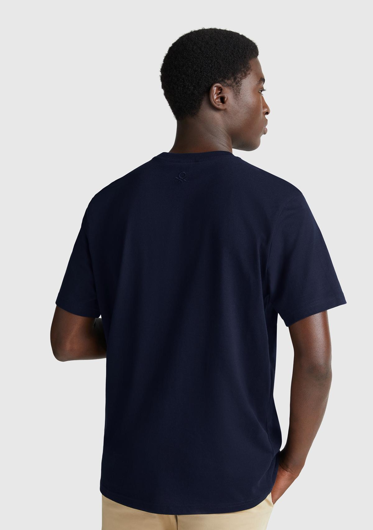 Erkek Lacivert %100 Pamuk Yama Cep Detaylı Oversize T-Shirt