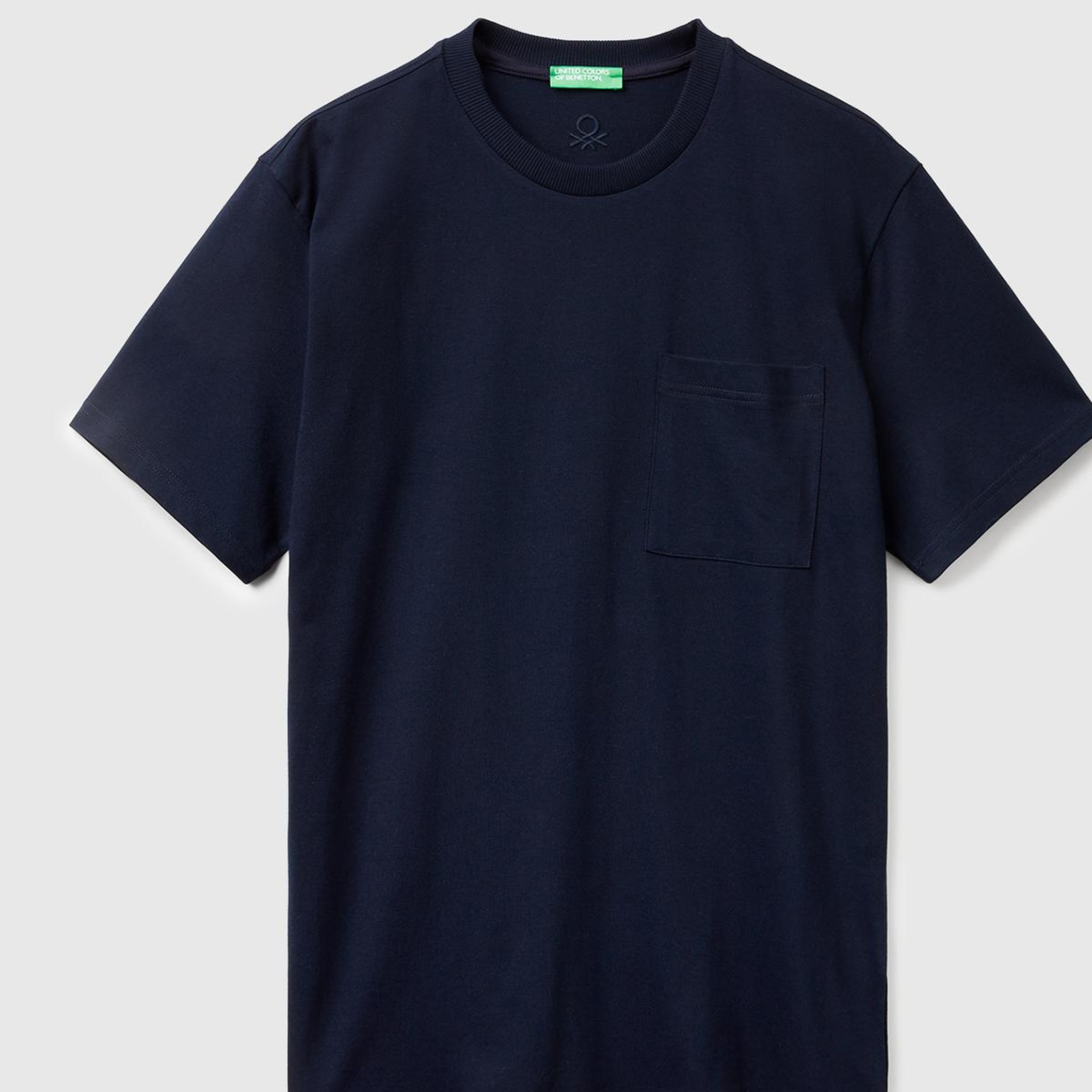 Erkek Lacivert %100 Pamuk Yama Cep Detaylı Oversize T-Shirt