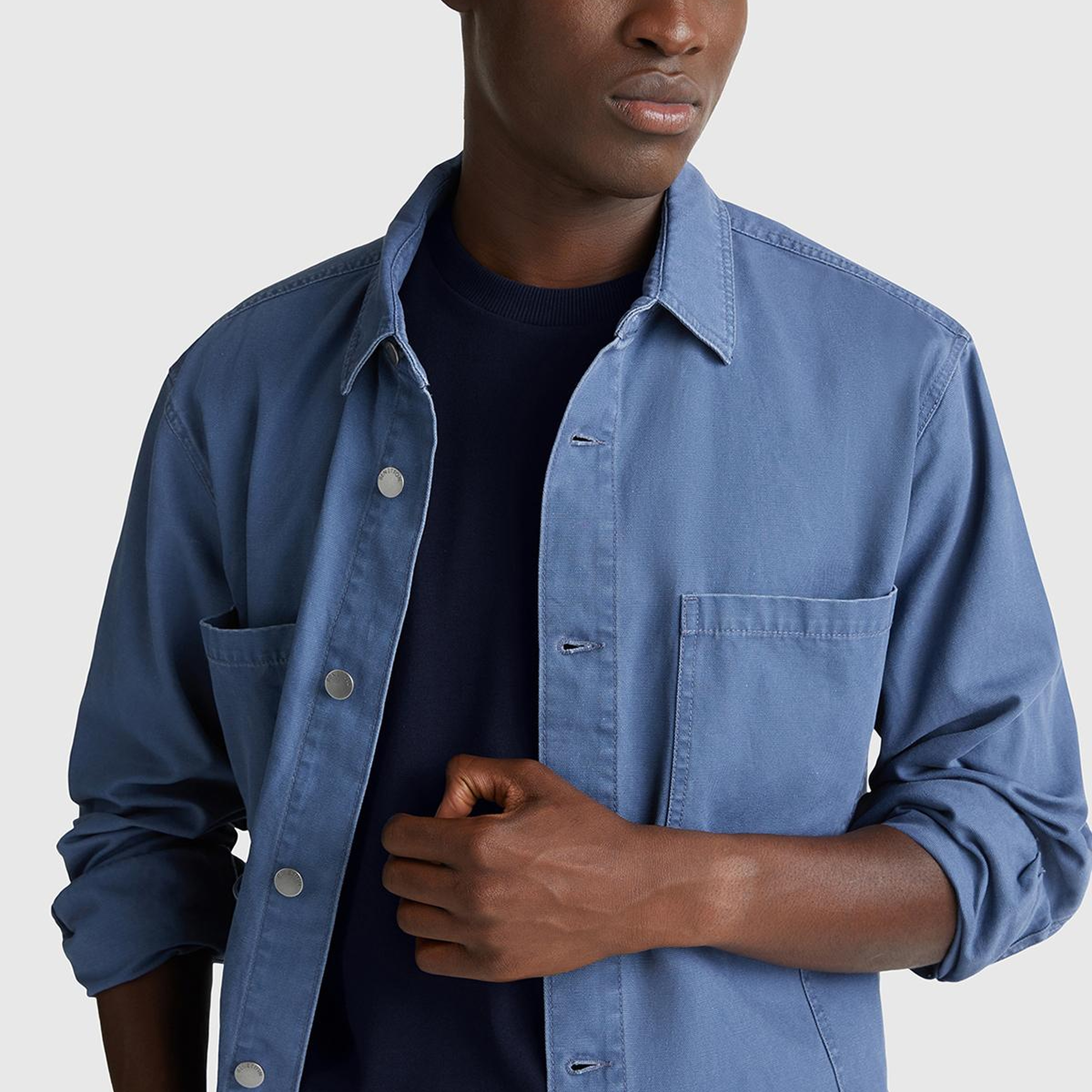 Erkek Lacivert %100 Pamuk Yama Cep Detaylı Oversize T-Shirt