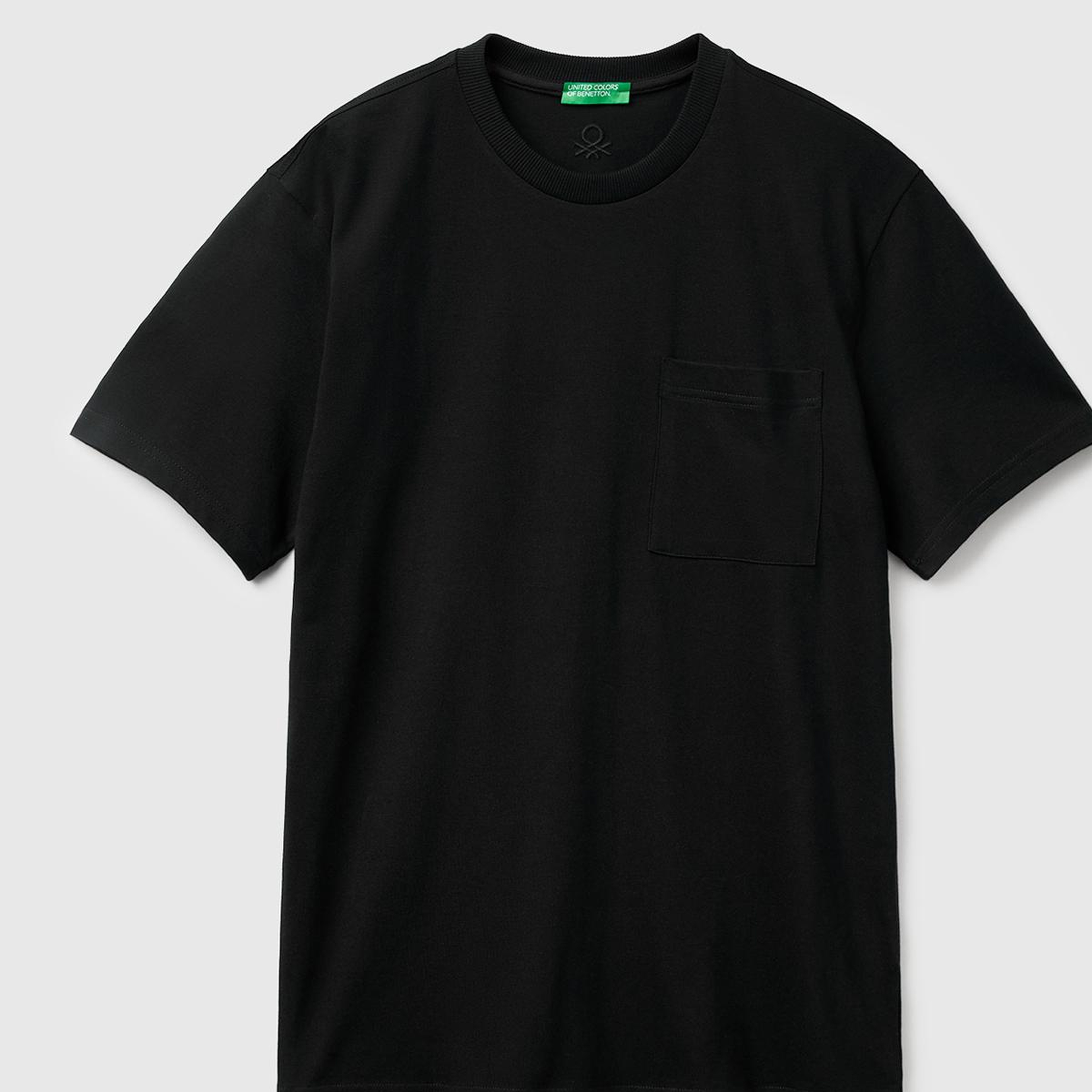 Erkek Siyah %100 Pamuk Yama Cep Detaylı Oversize T-Shirt