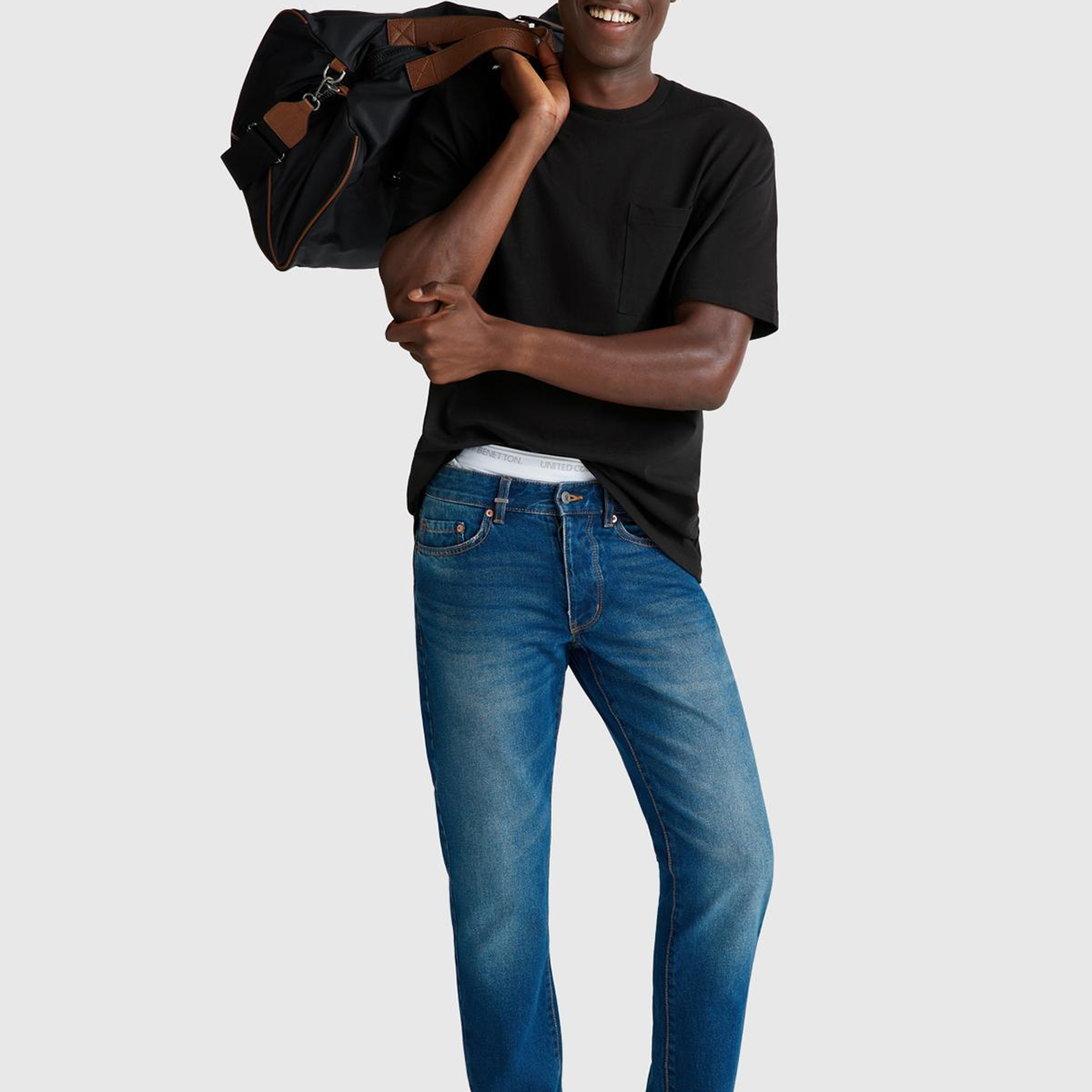 Erkek Siyah %100 Pamuk Yama Cep Detaylı Oversize T-Shirt