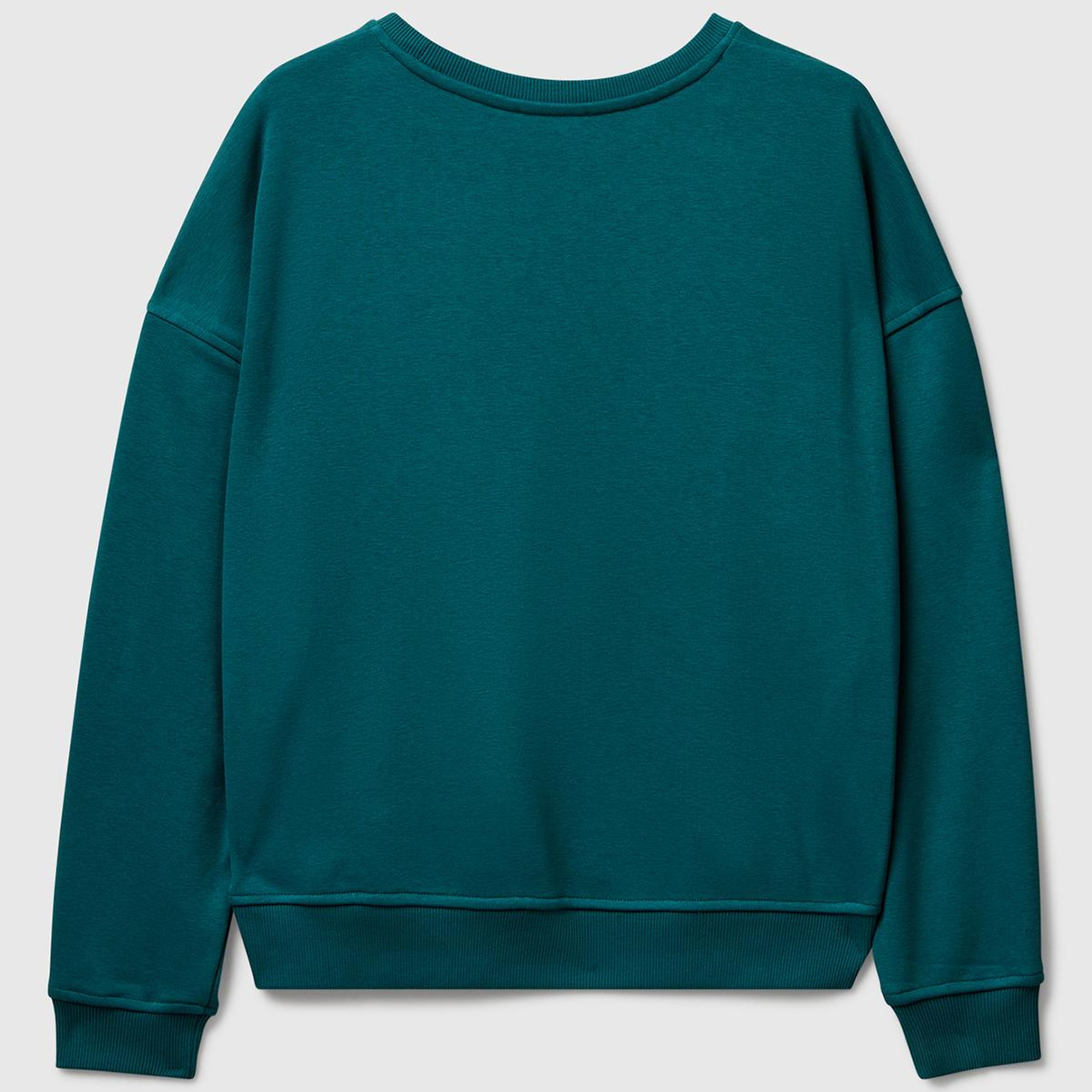 Kadın Koyu Yeşil Koton Karışımlı Çiçek Motifli Sweatshirt