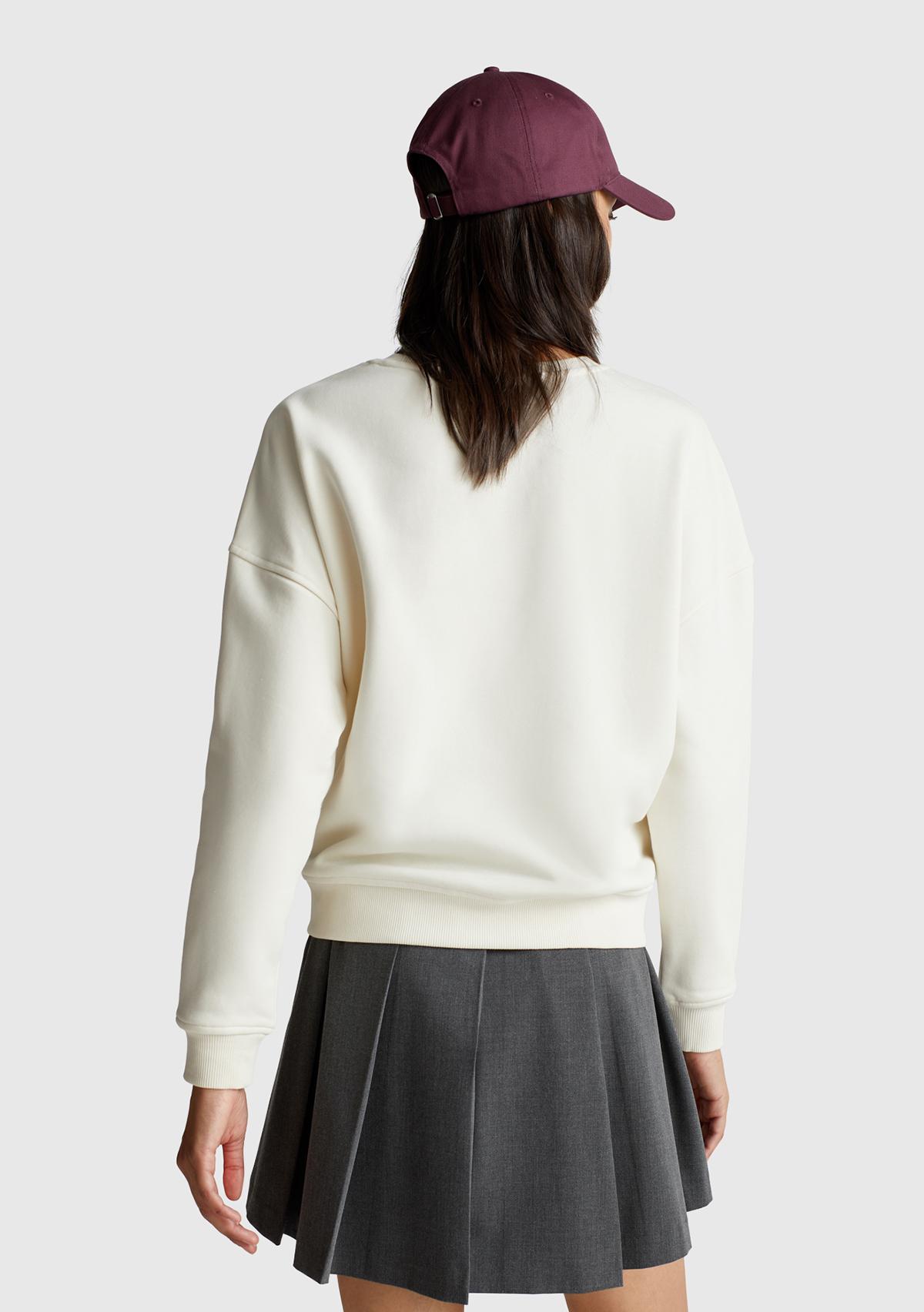 Kadın Krem Koton Karışımlı  Çiçek Motifli Sweatshirt