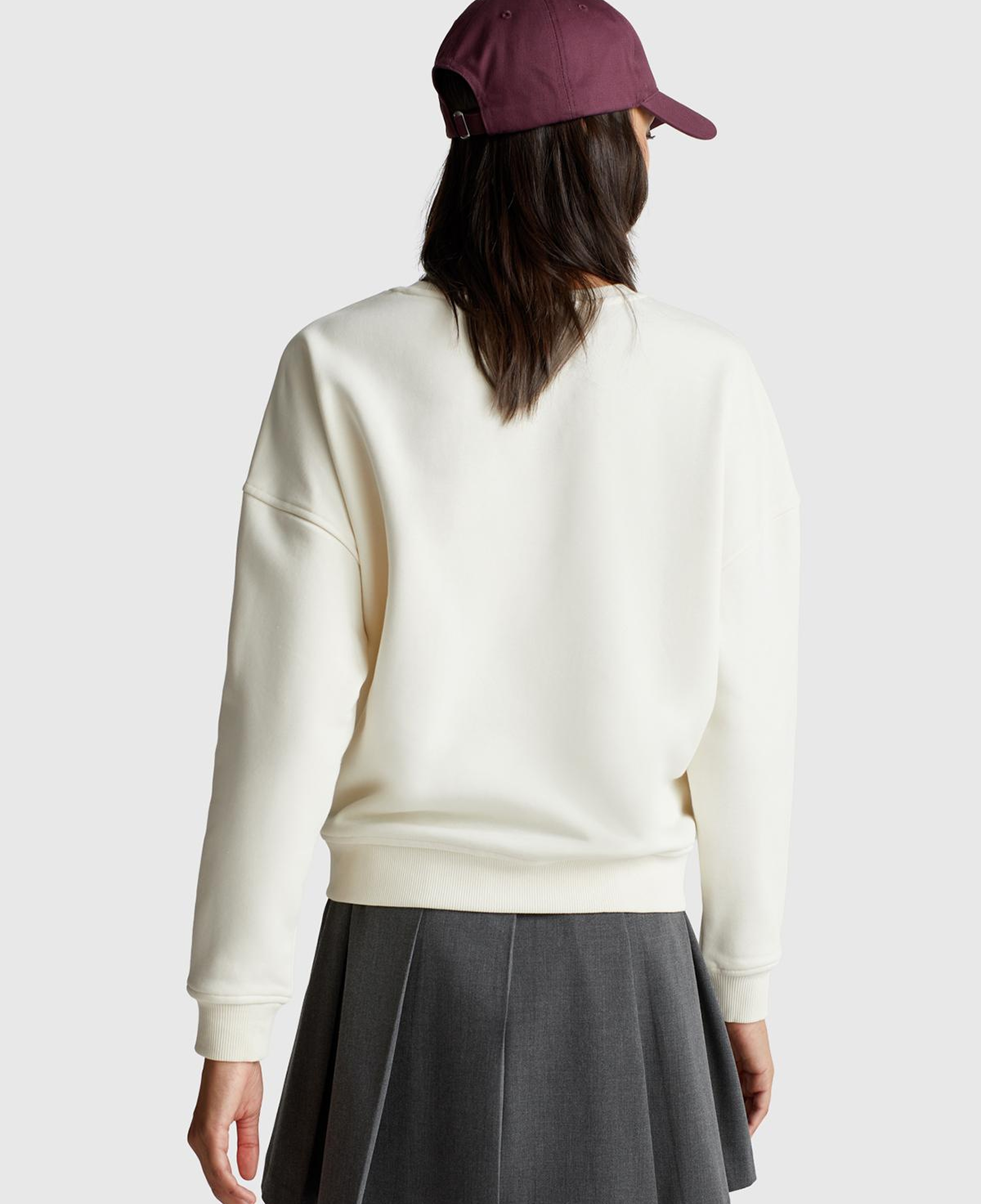 Kadın Krem Koton Karışımlı  Çiçek Motifli Sweatshirt