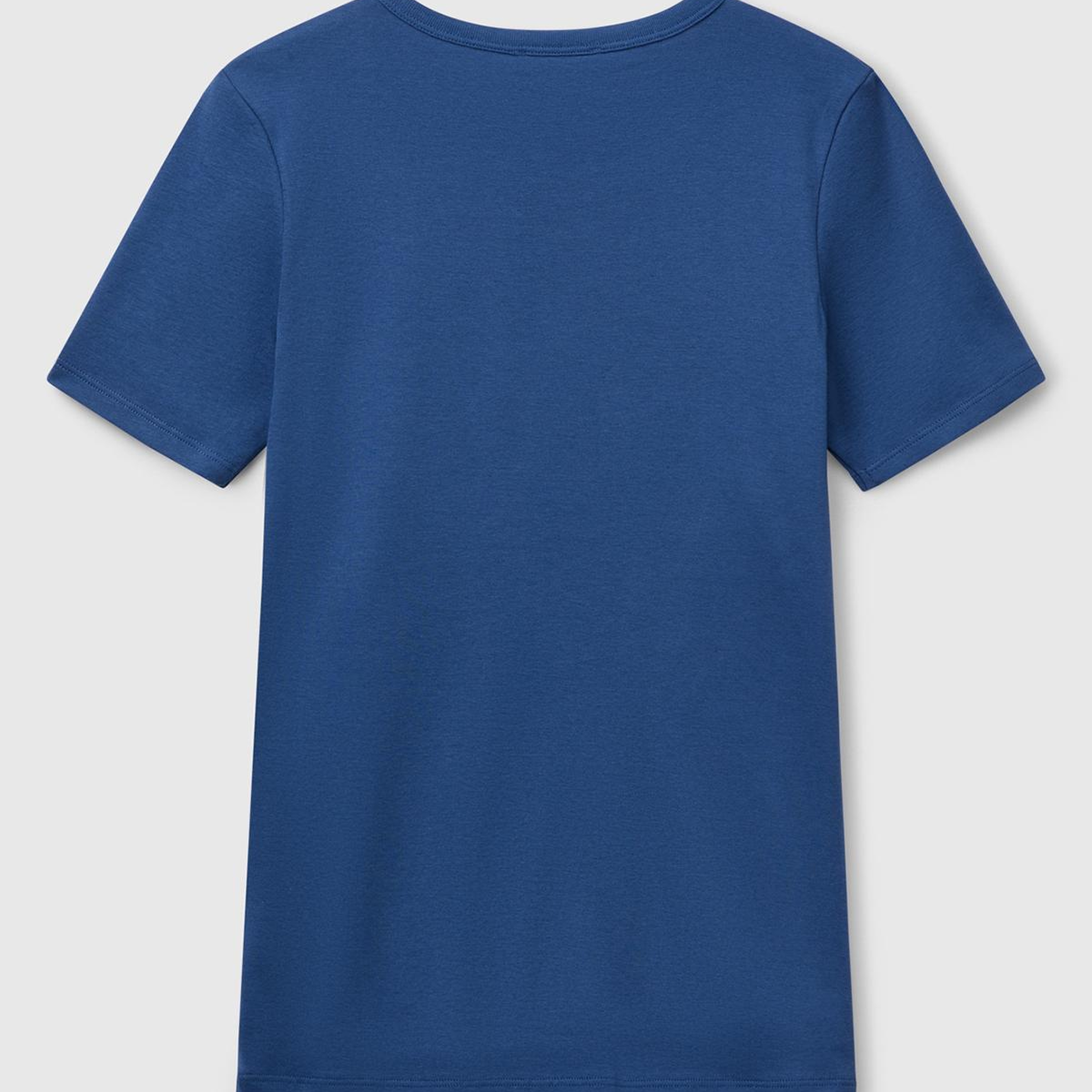 Kadın İndigo Mavisi %100 Koton Basic Kısa Kollu Bisiklet Yaka T-Shirt