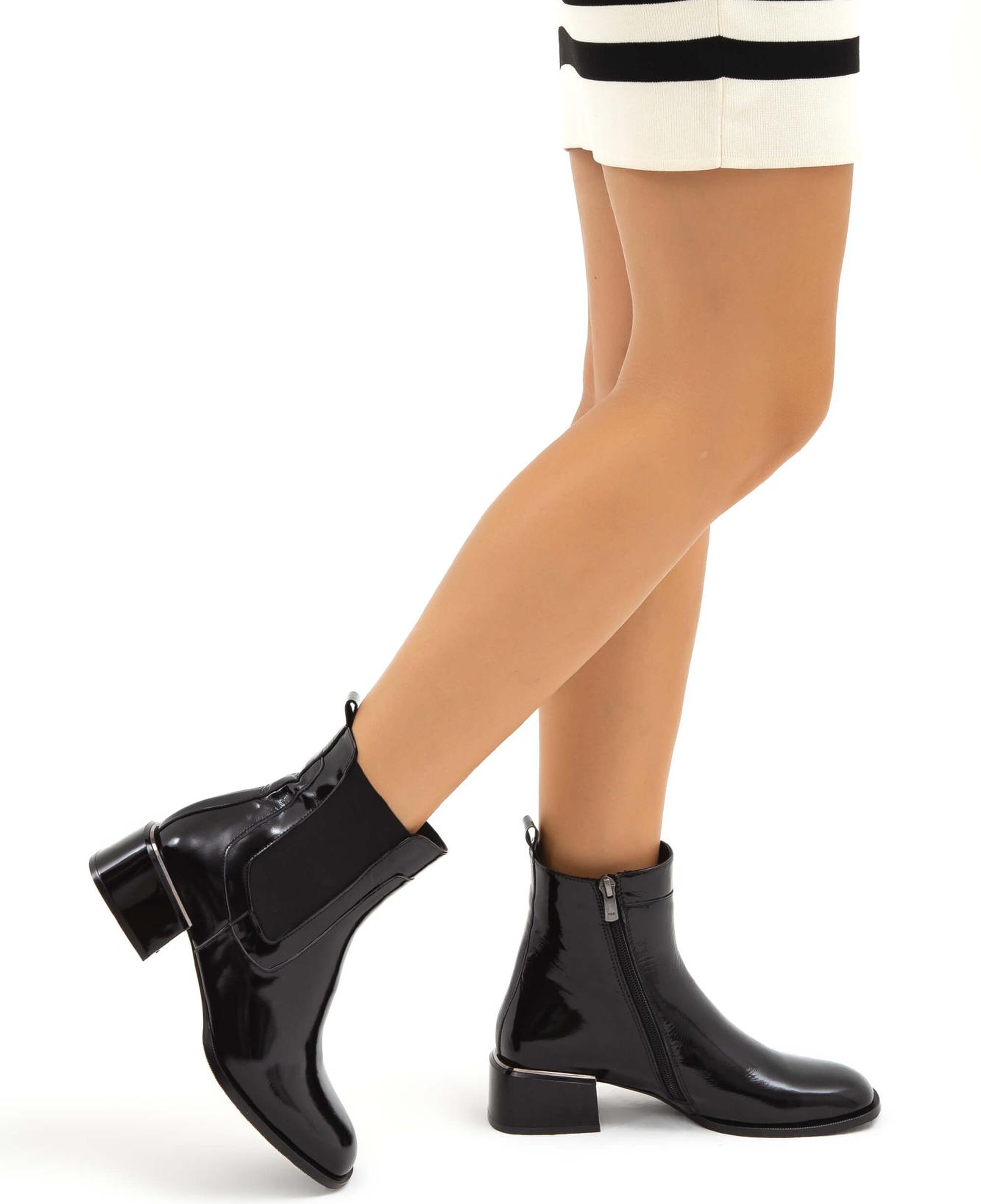 Tamer Tanca Kadın Hakiki Deri Siyah Rugan Casual Bot