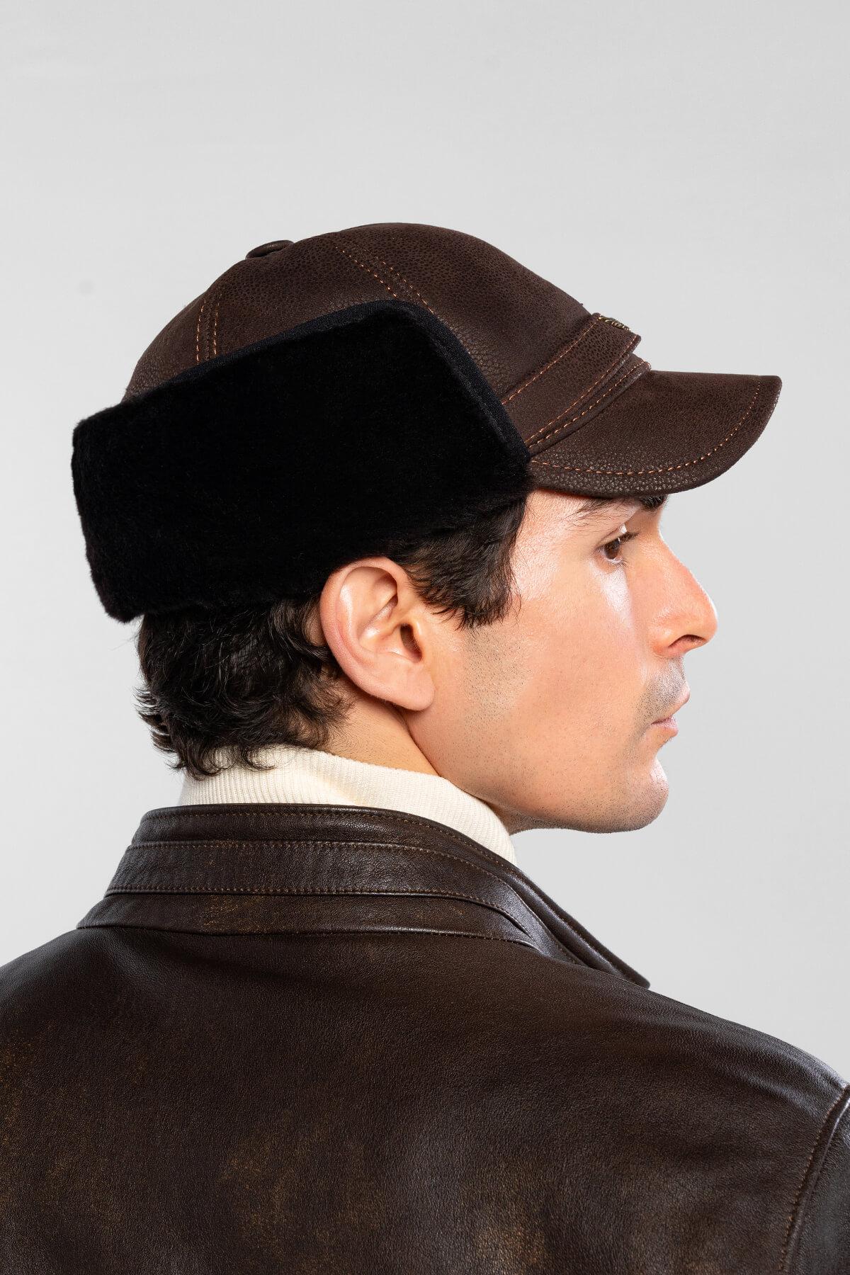 Tamer Tanca Erkek Hakiki Deri Kahverengi Şapka