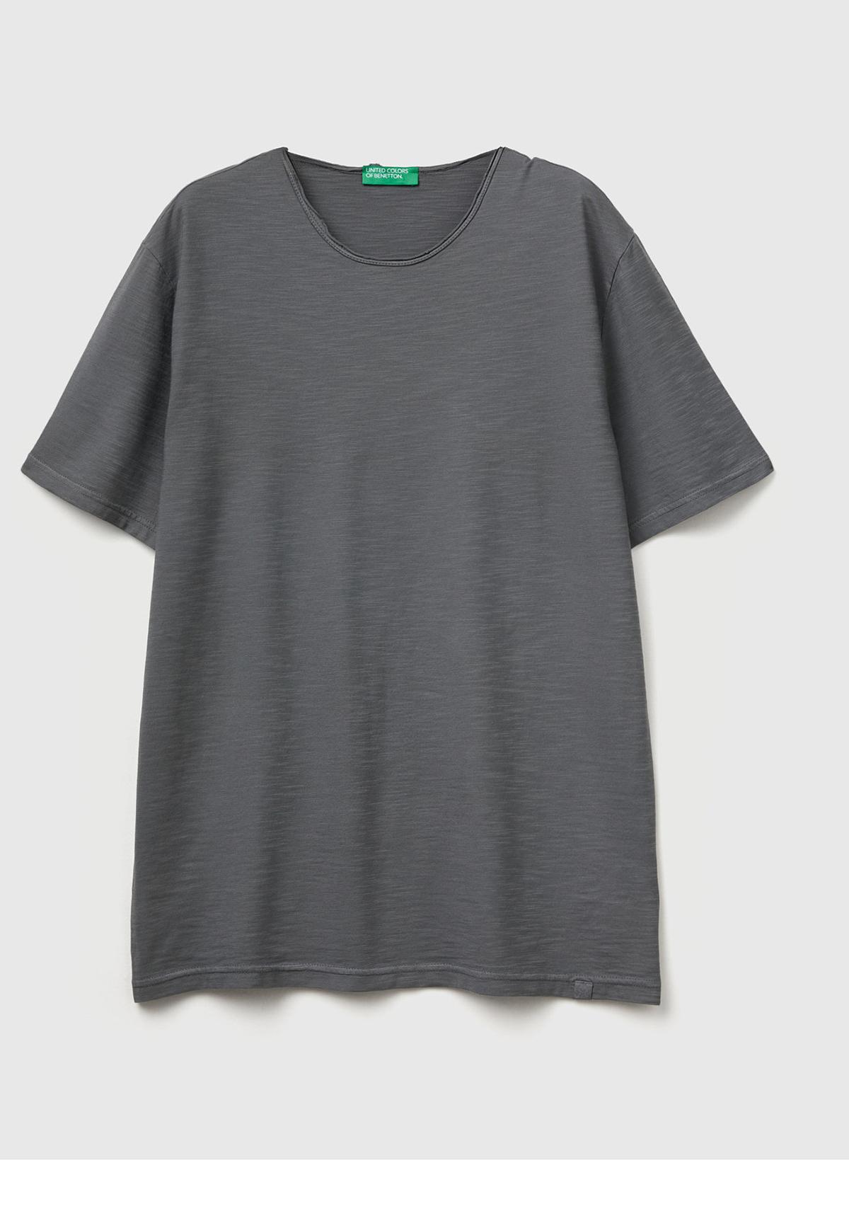 Erkek Antrasit Gri Bisiklet Yaka Slub T-shirt