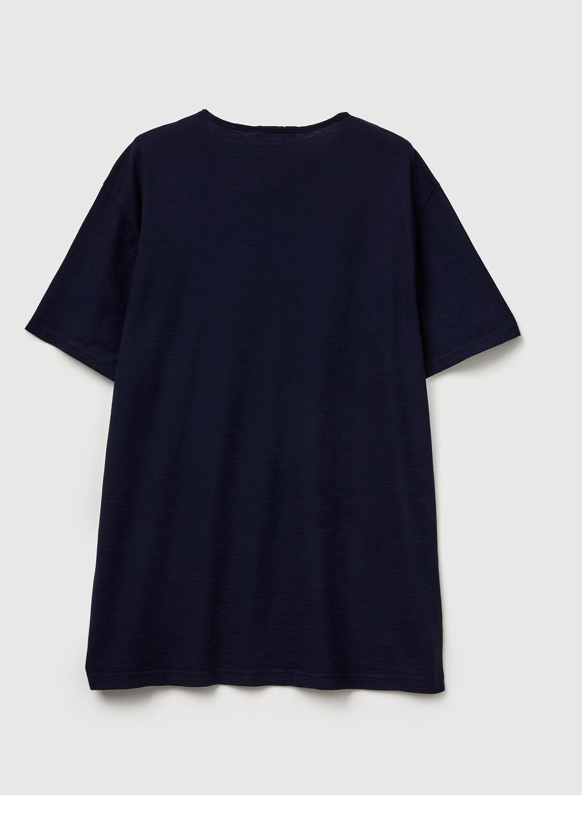 Erkek Lacivert Bisiklet Yaka Slub T-shirt