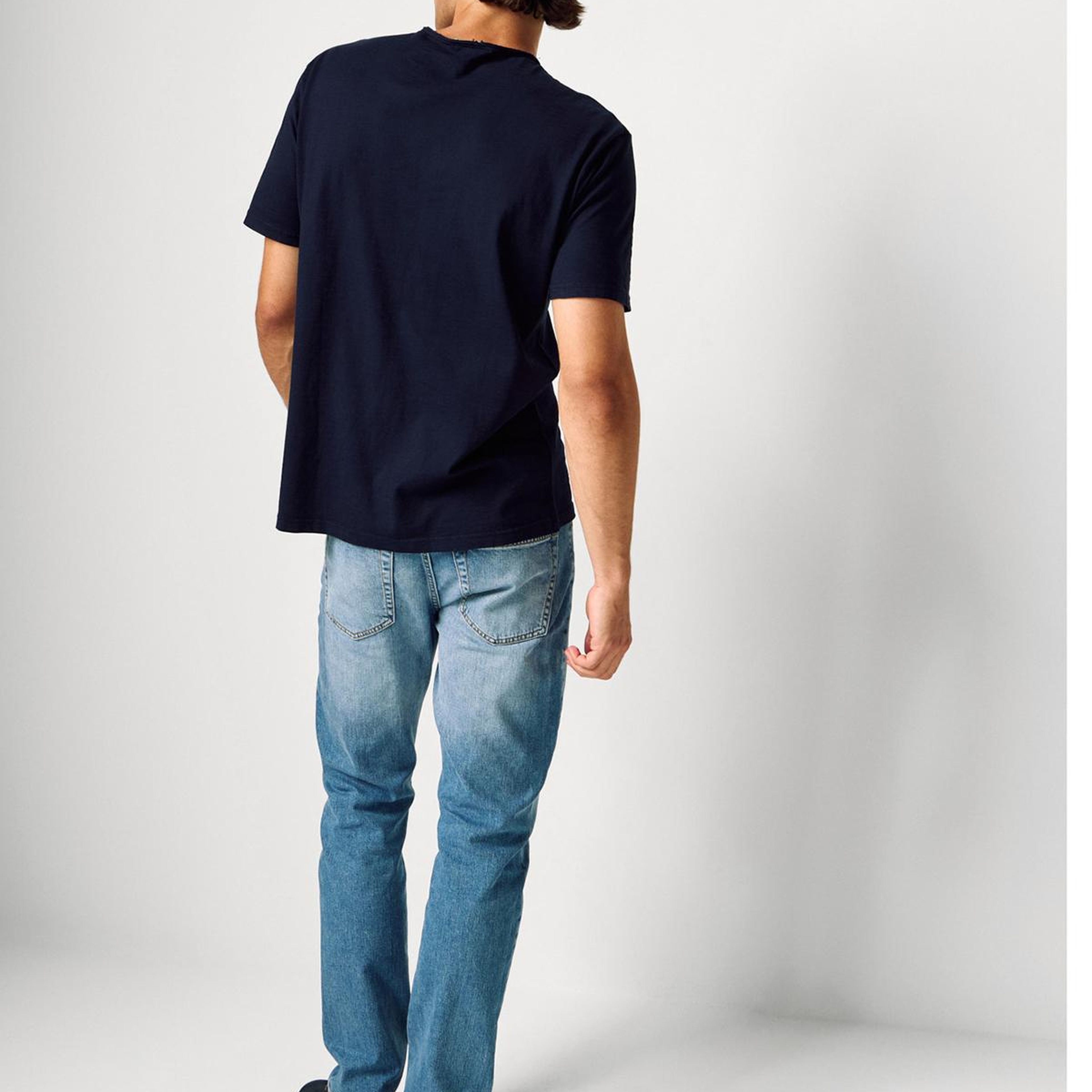 Erkek Lacivert Bisiklet Yaka Slub T-shirt