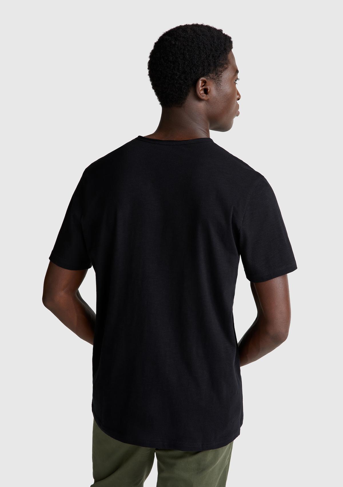 Erkek Siyah Bisiklet Yaka Slub T-shirt