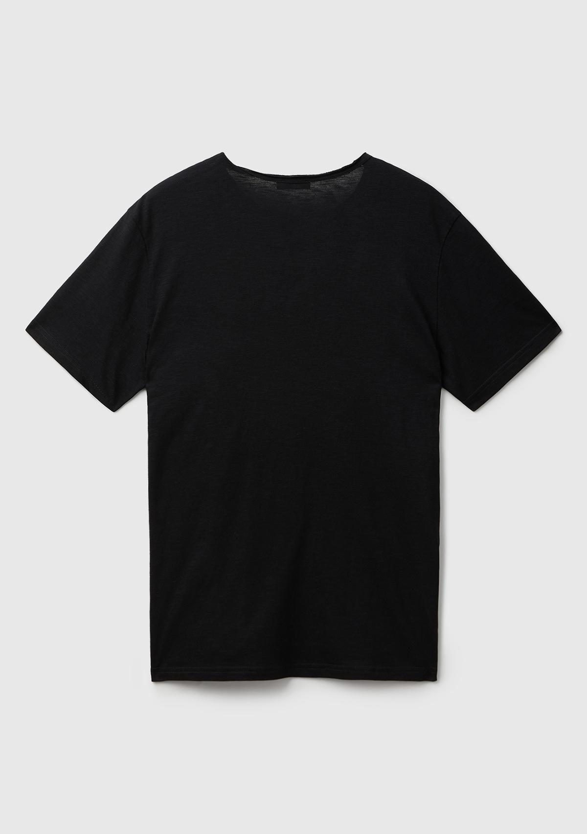 Erkek Siyah Bisiklet Yaka Slub T-shirt