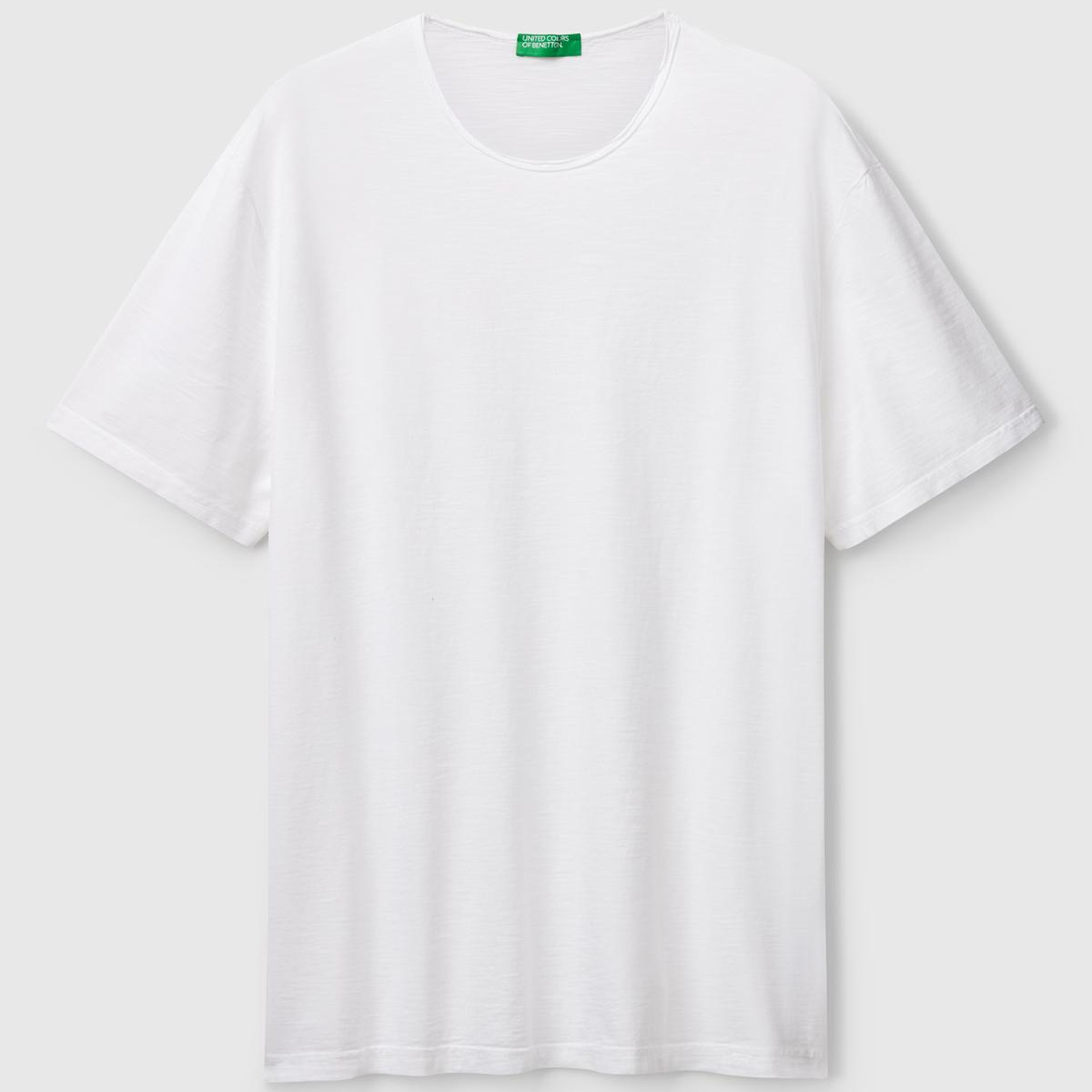 Erkek Beyaz Bisiklet Yaka Slub T-shirt