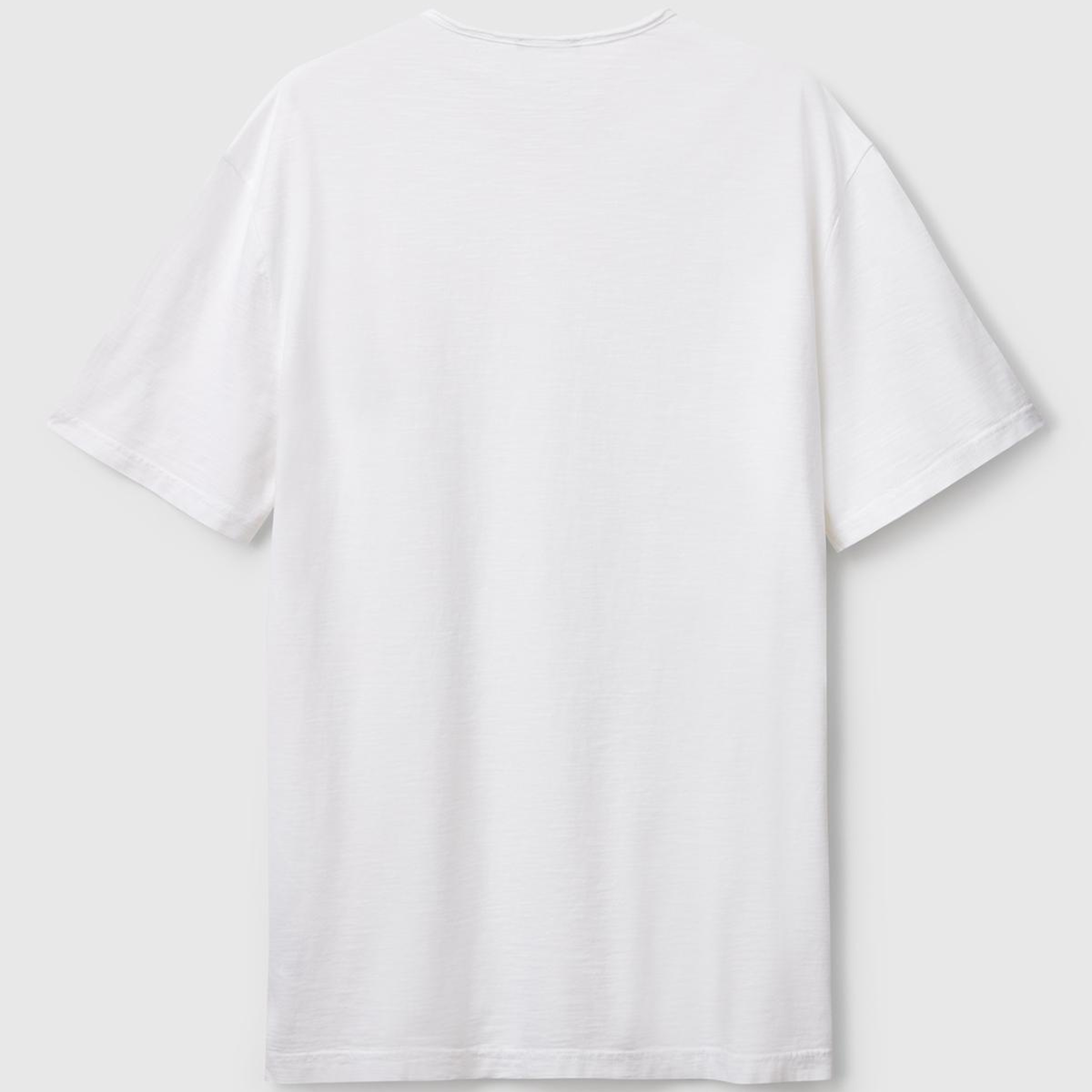 Erkek Beyaz Bisiklet Yaka Slub T-shirt