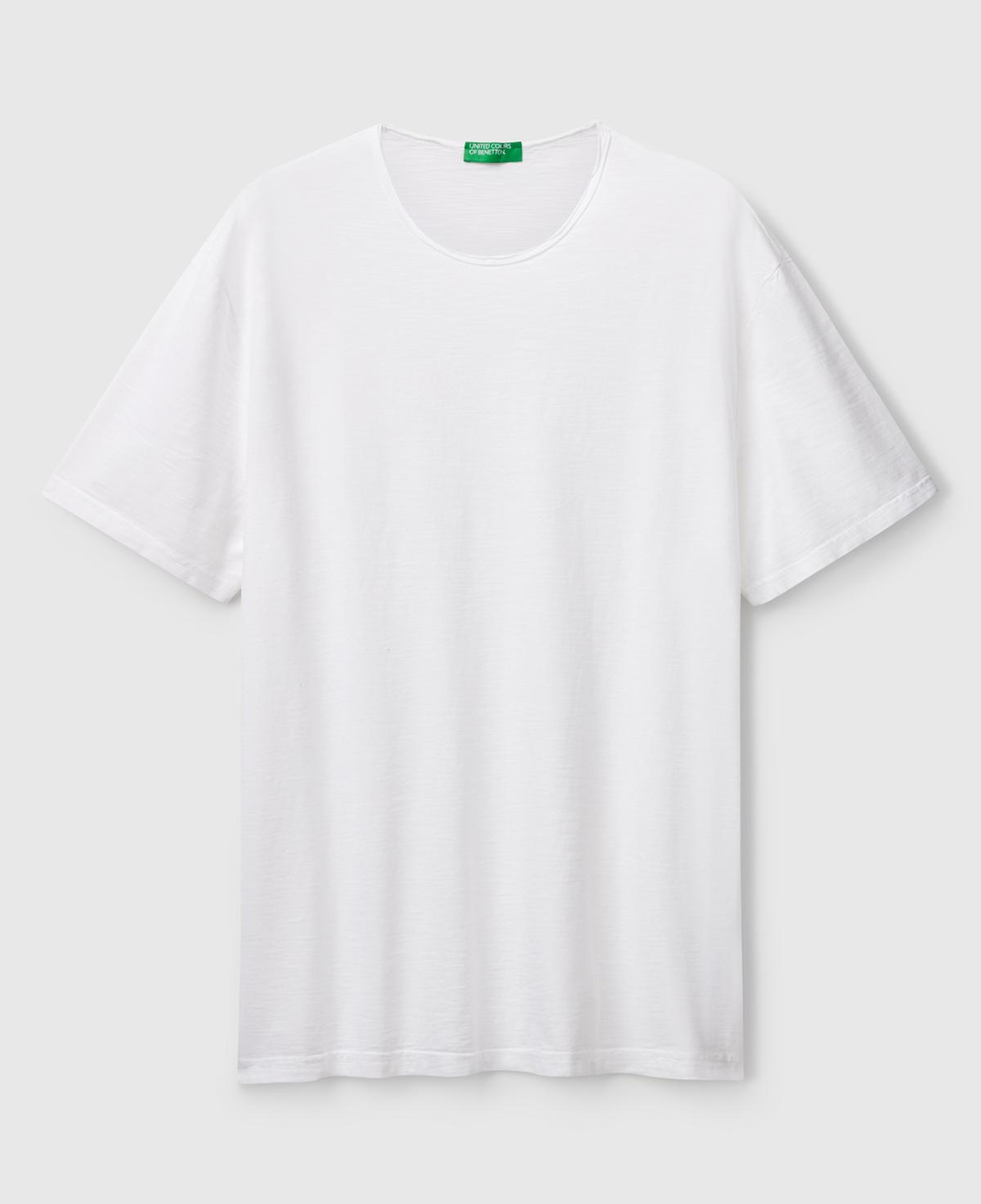 Erkek Beyaz Bisiklet Yaka Slub T-shirt