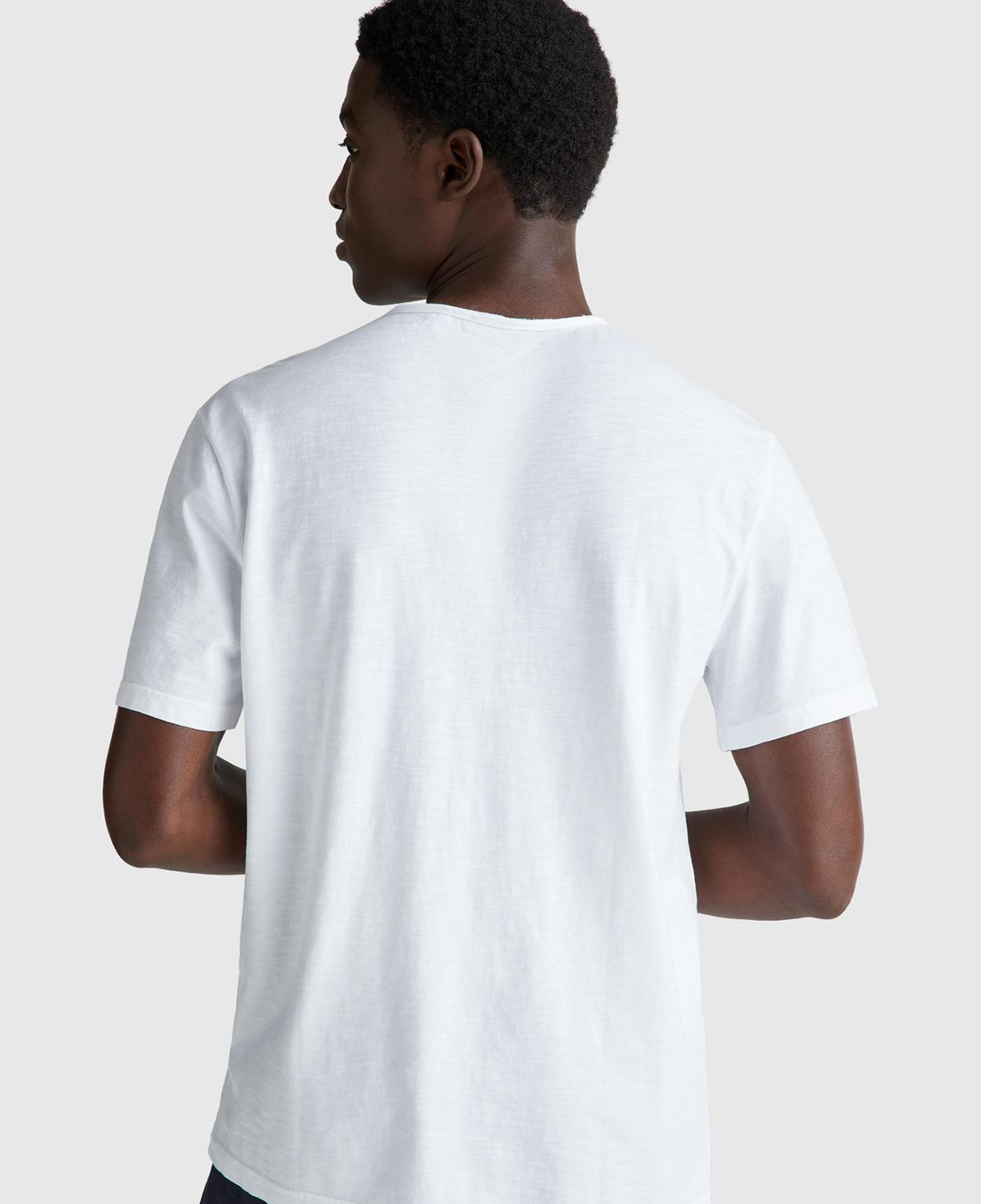 Erkek Beyaz Bisiklet Yaka Slub T-shirt