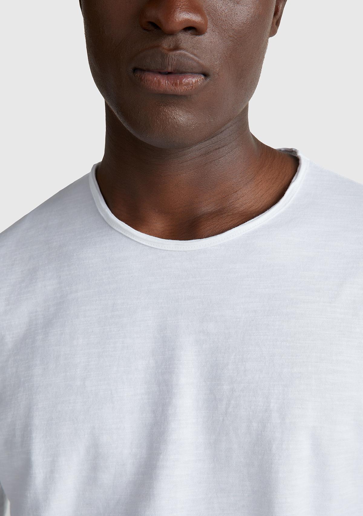 Erkek Beyaz Bisiklet Yaka Slub T-shirt