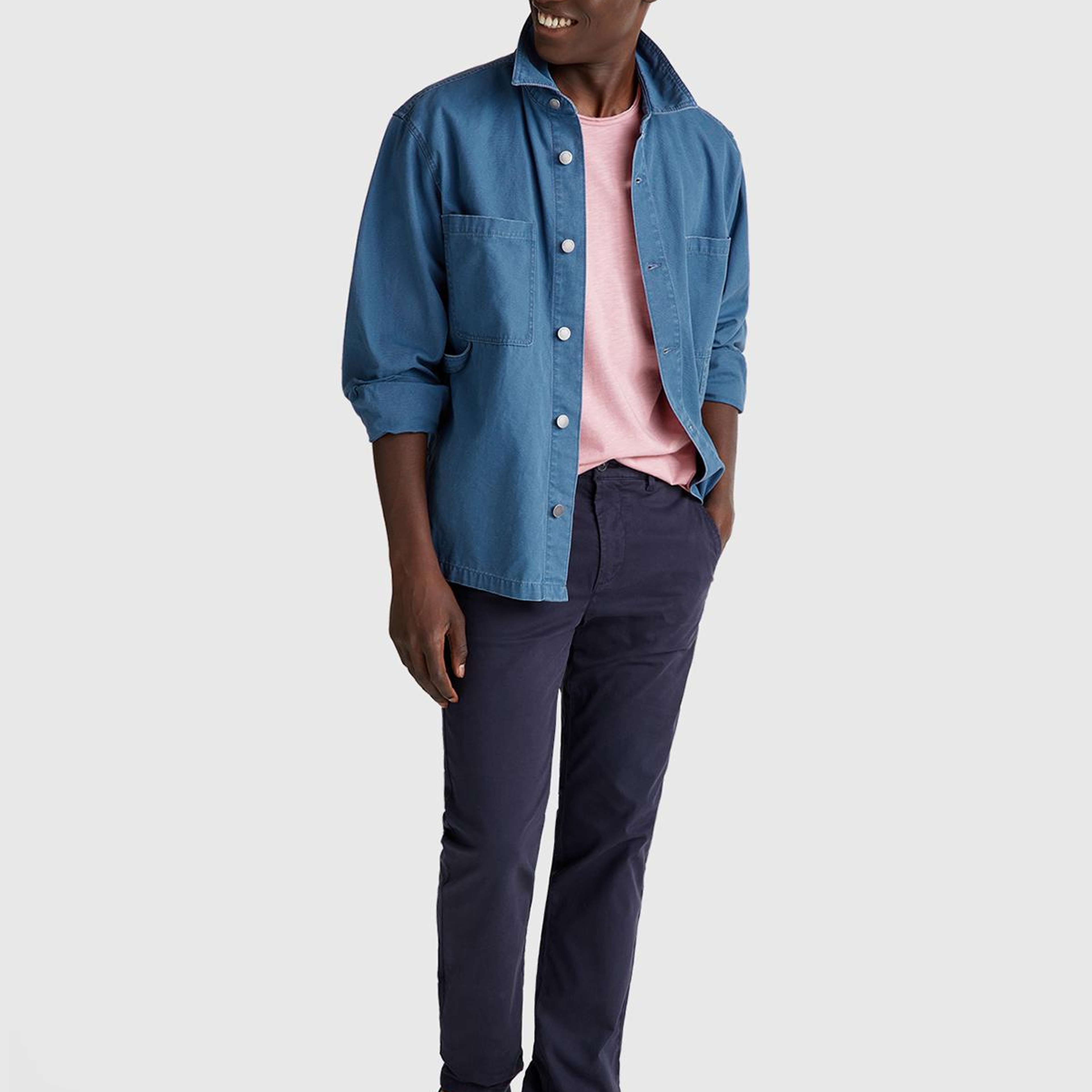 Erkek Pembe Bisiklet Yaka Slub T-shirt