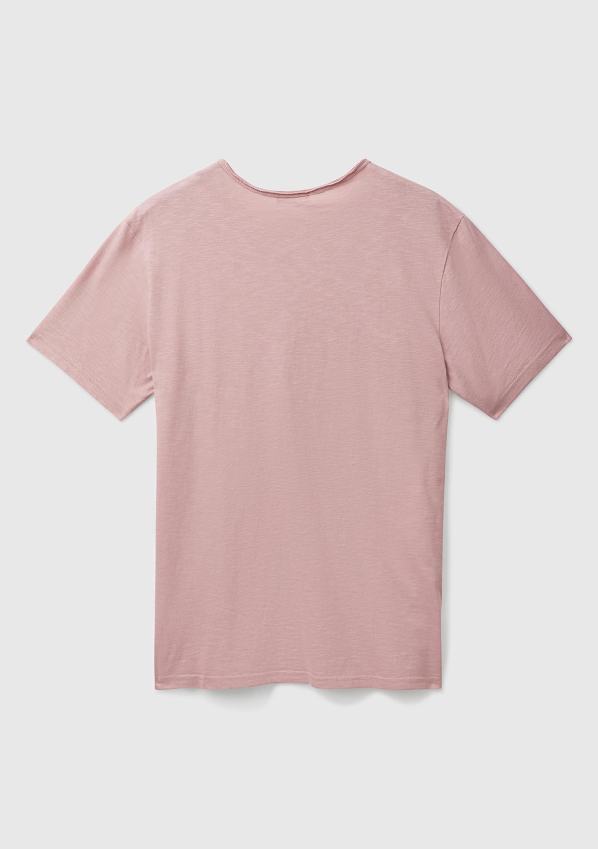 Erkek Pembe Bisiklet Yaka Slub T-shirt