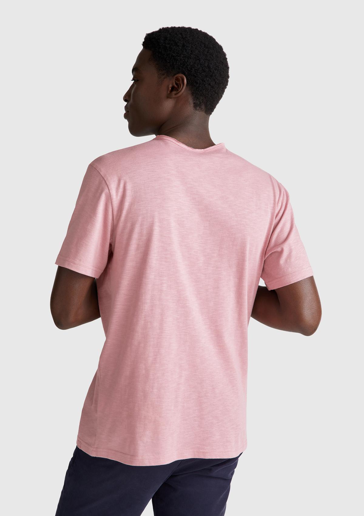 Erkek Pembe Bisiklet Yaka Slub T-shirt