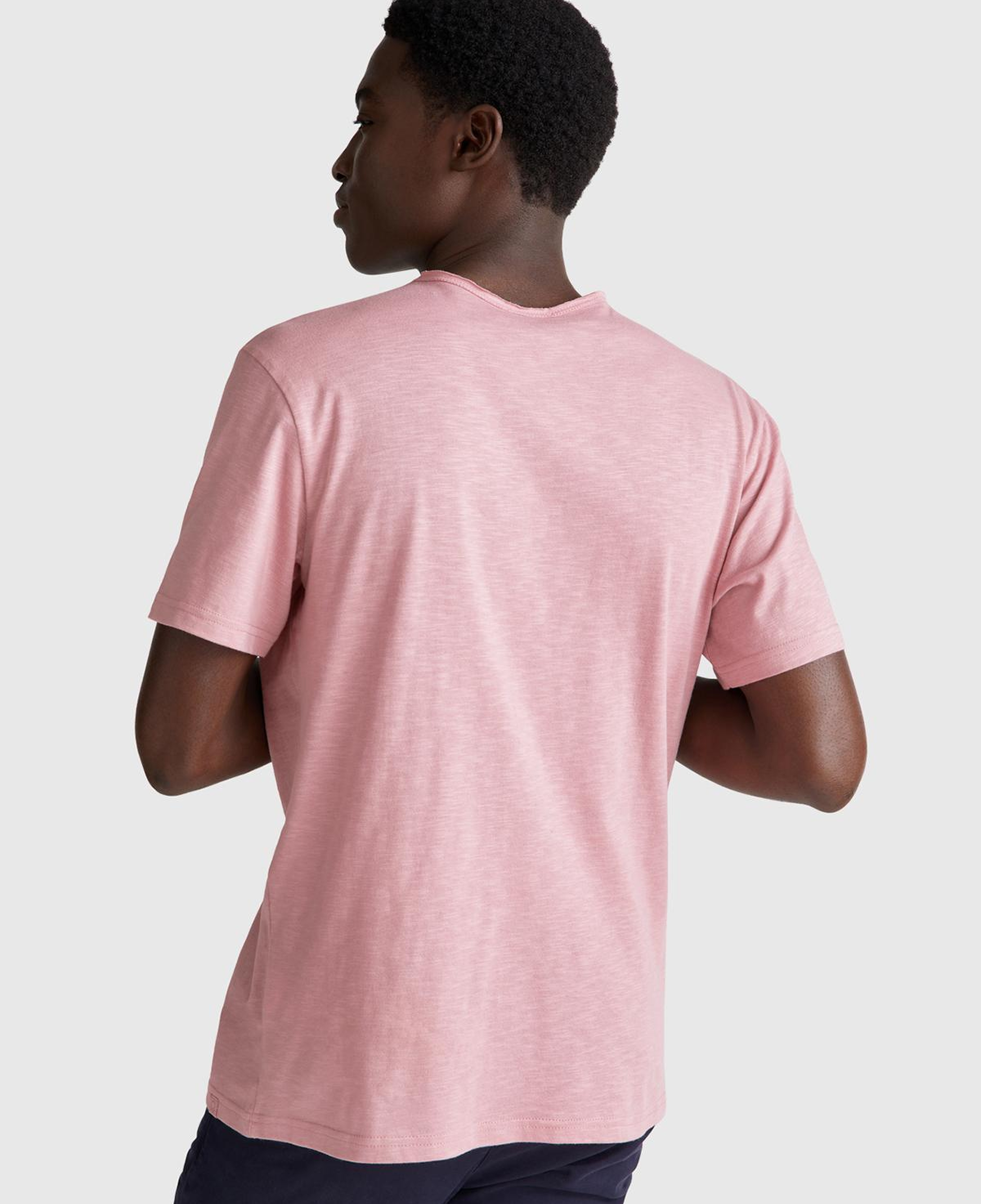 Erkek Pembe Bisiklet Yaka Slub T-shirt