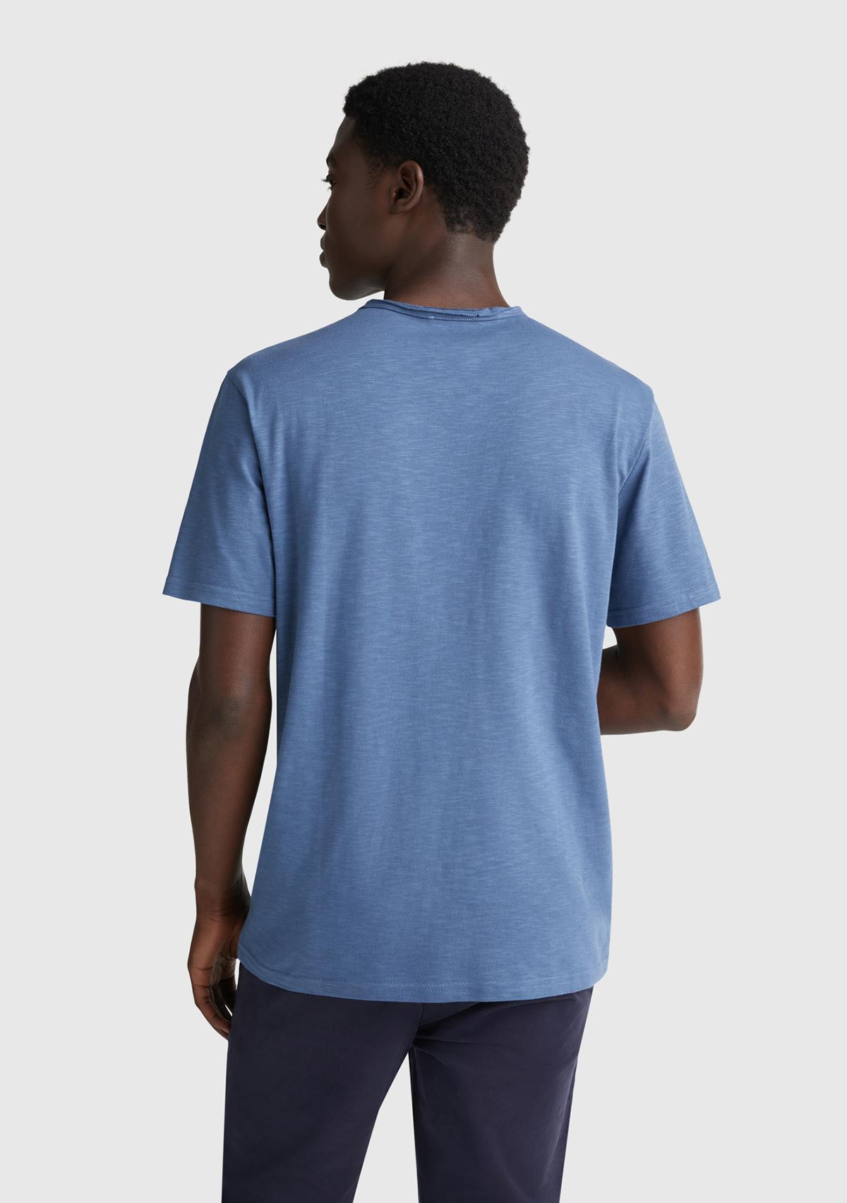 Erkek Havacı Mavi Bisiklet Yaka Slub T-shirt