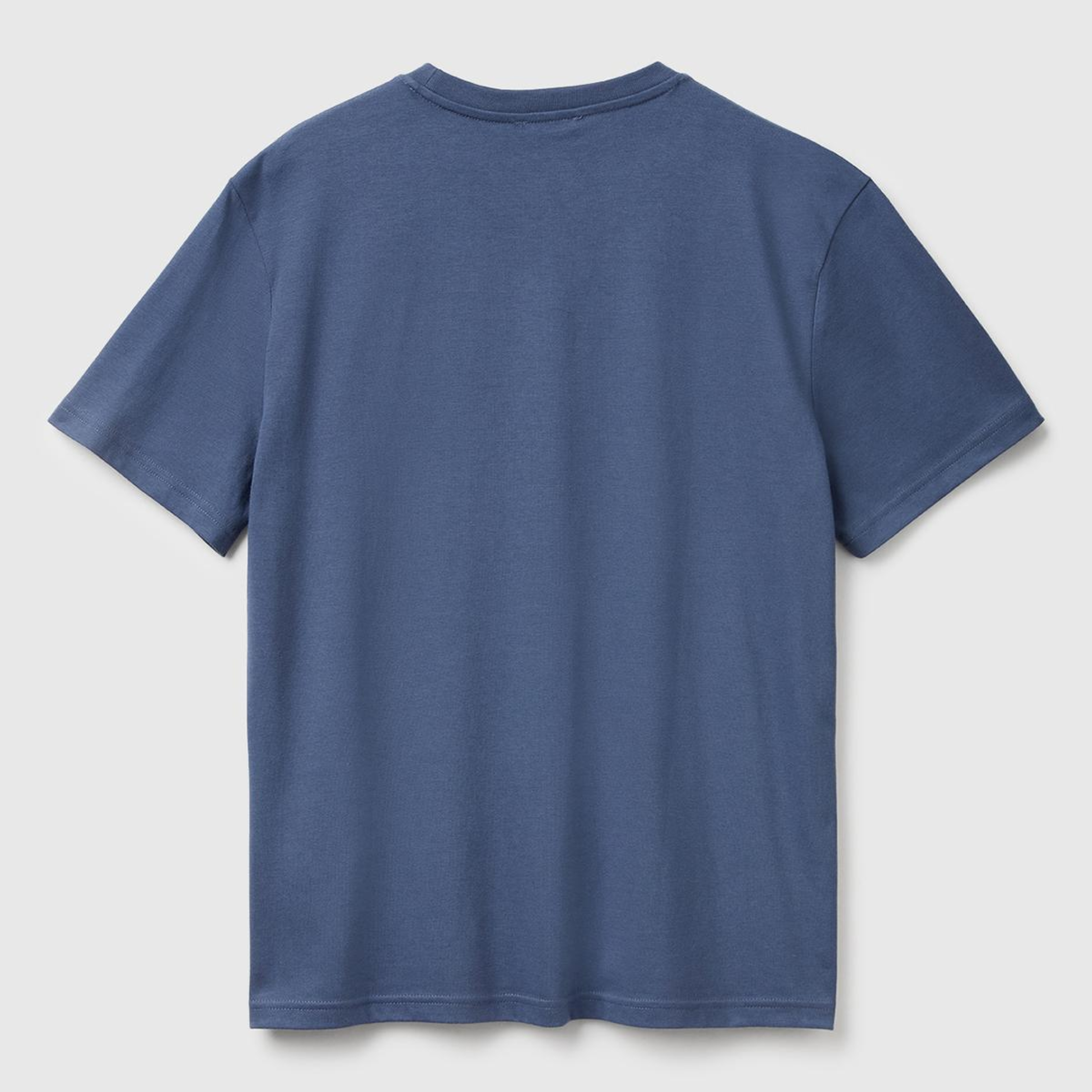 Erkek Havacı Mavi %100 Koton Benetton Logolu Bisiklet Yaka T-Shirt