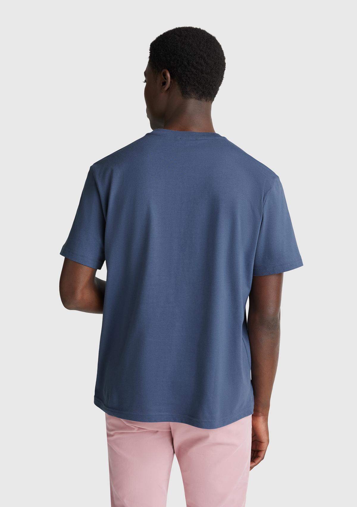 Erkek Havacı Mavi %100 Koton Benetton Logolu Bisiklet Yaka T-Shirt